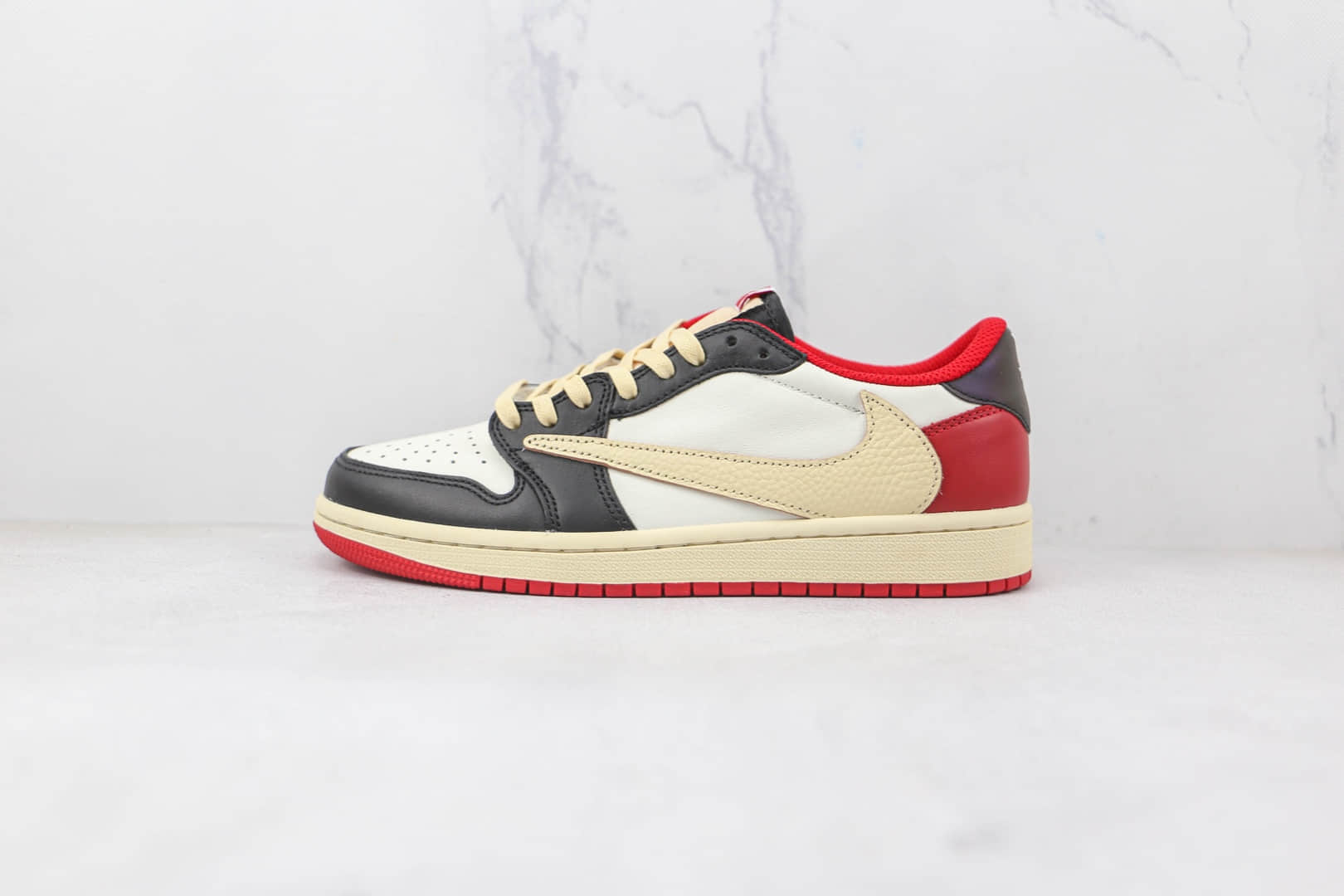乔丹Air Jordan 1 Low x Travis Scott联名款纯原版本倒勾AJ1黑红板鞋原档案数据开发 货号:DM7866-140
