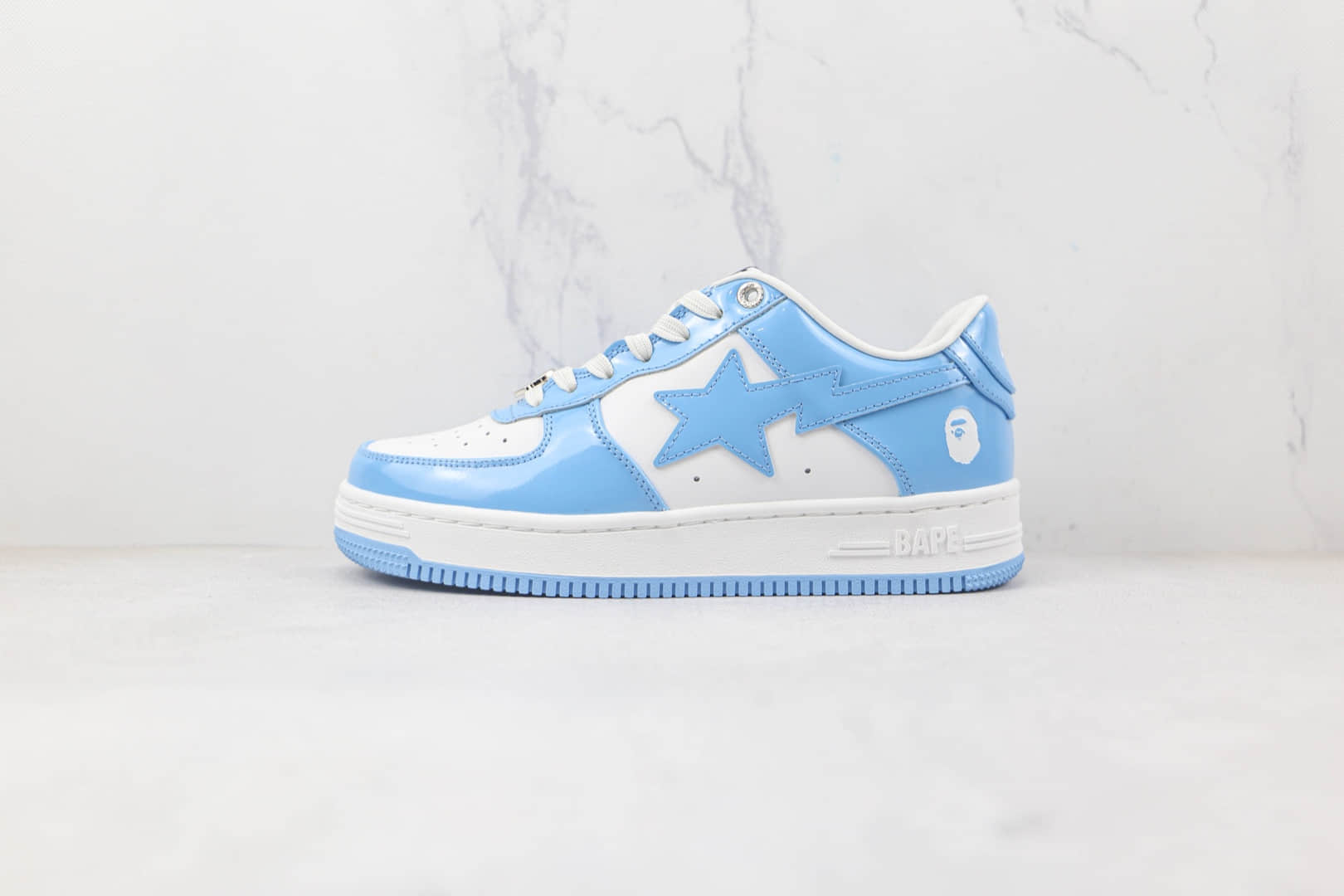 猿人头Bape Sta Tokyo白蓝低帮漆皮板鞋原档案数据开发 (ID:81439) - 图片1