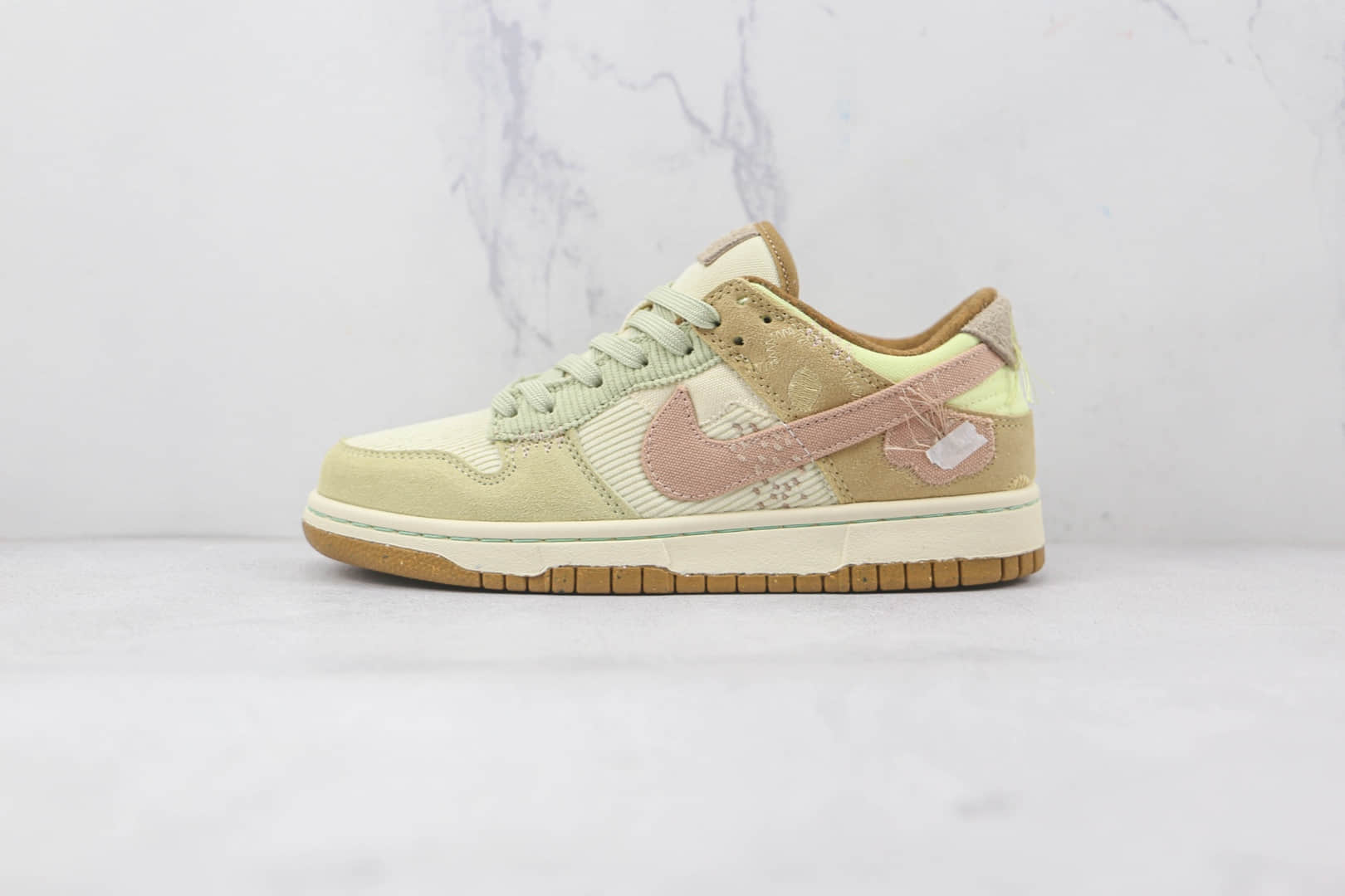 耐克Nike Dunk Low Bright Side纯原版本低帮DUNK米黄绿浅棕色拼接灯芯绒板鞋原档案数据开发 (ID:82047) - 图片1