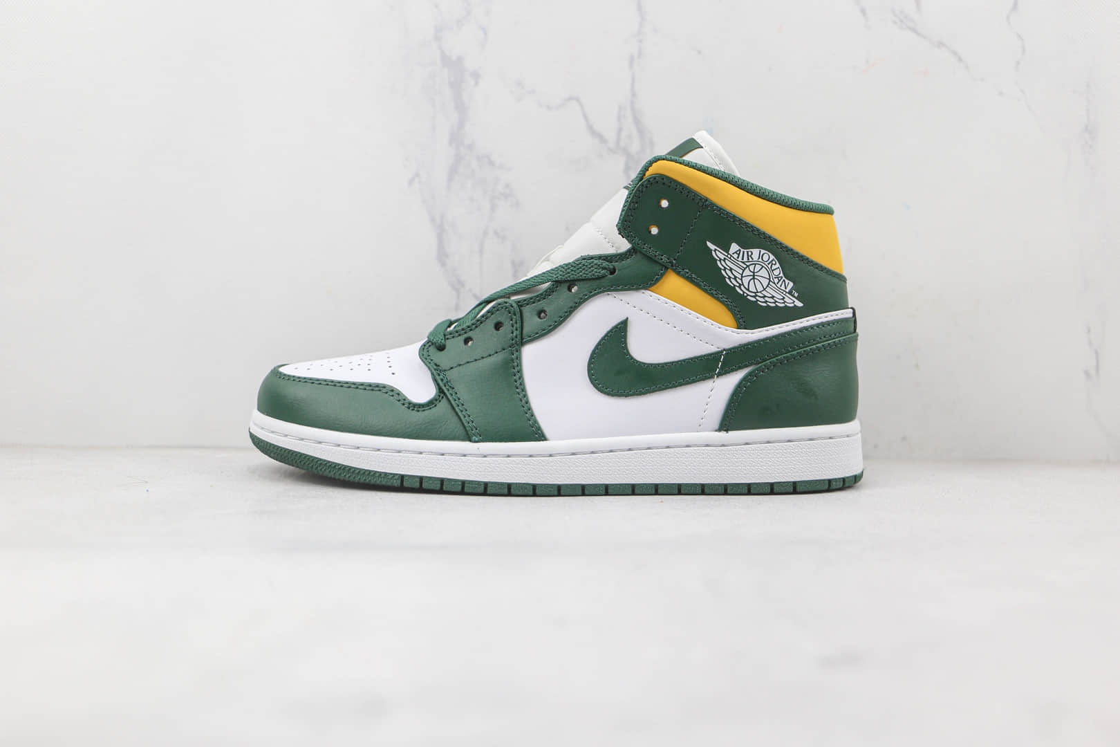 乔丹Air Jordan 1 Mid纯原版本中帮AJ1白绿黄西雅图超音速配色板鞋原档案数据开发 (ID:82262) - 图片1