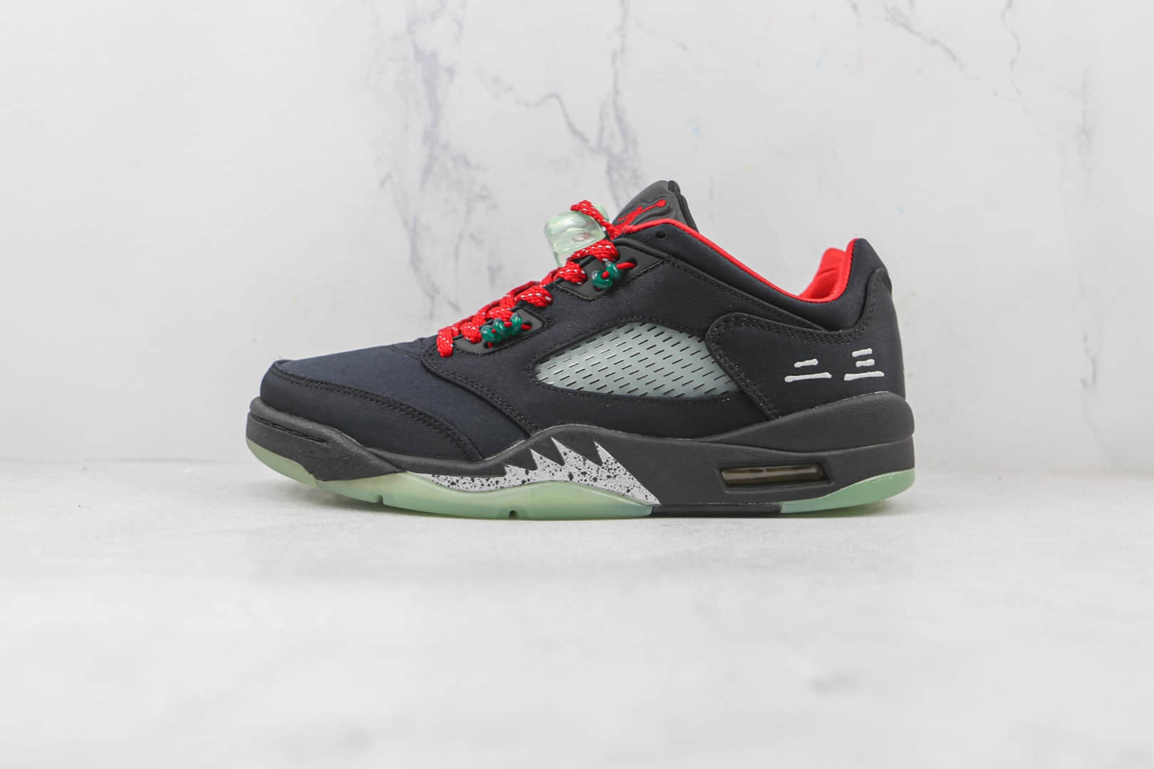 乔丹Air Jordan AJ5 Retro Low CNY纯原版本低帮AJ5中国年黑红丝绸翡翠夜光撕撕乐篮球鞋原盒原标 (ID:82787) - 图片1