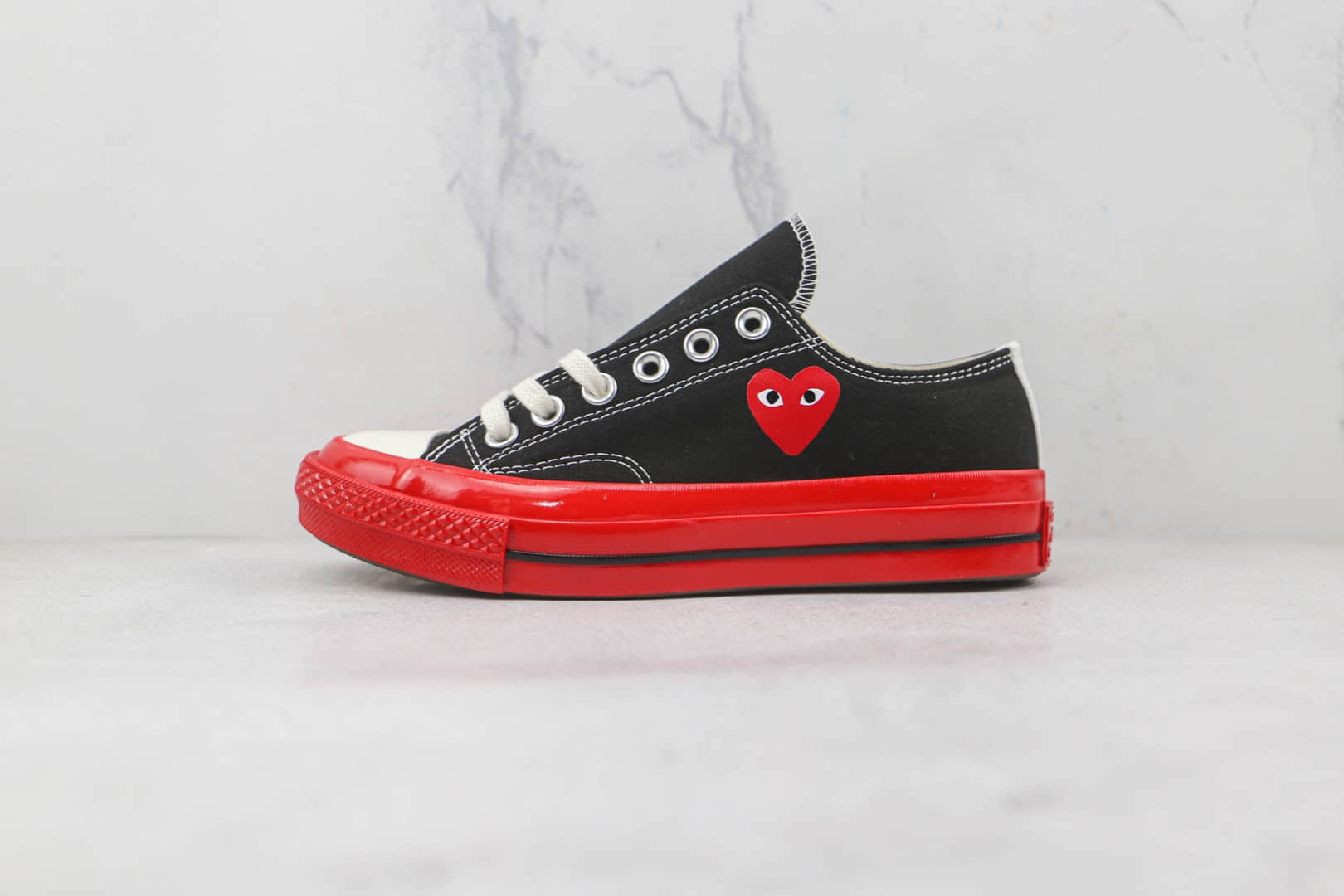 匡威Converse Chuck Taylor 1970s x CDG联名款公司级版本川久保玲低帮黑红色硫化板鞋原楦头纸板打造 (ID:83301) - 图片1