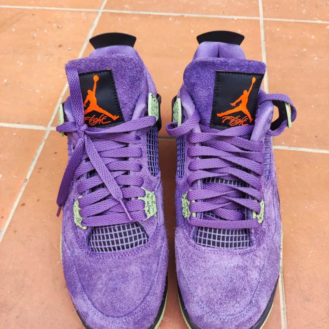 骚气紫麂皮!全新“初代机”AJ4实物曝光! 货号:AQ9129-500