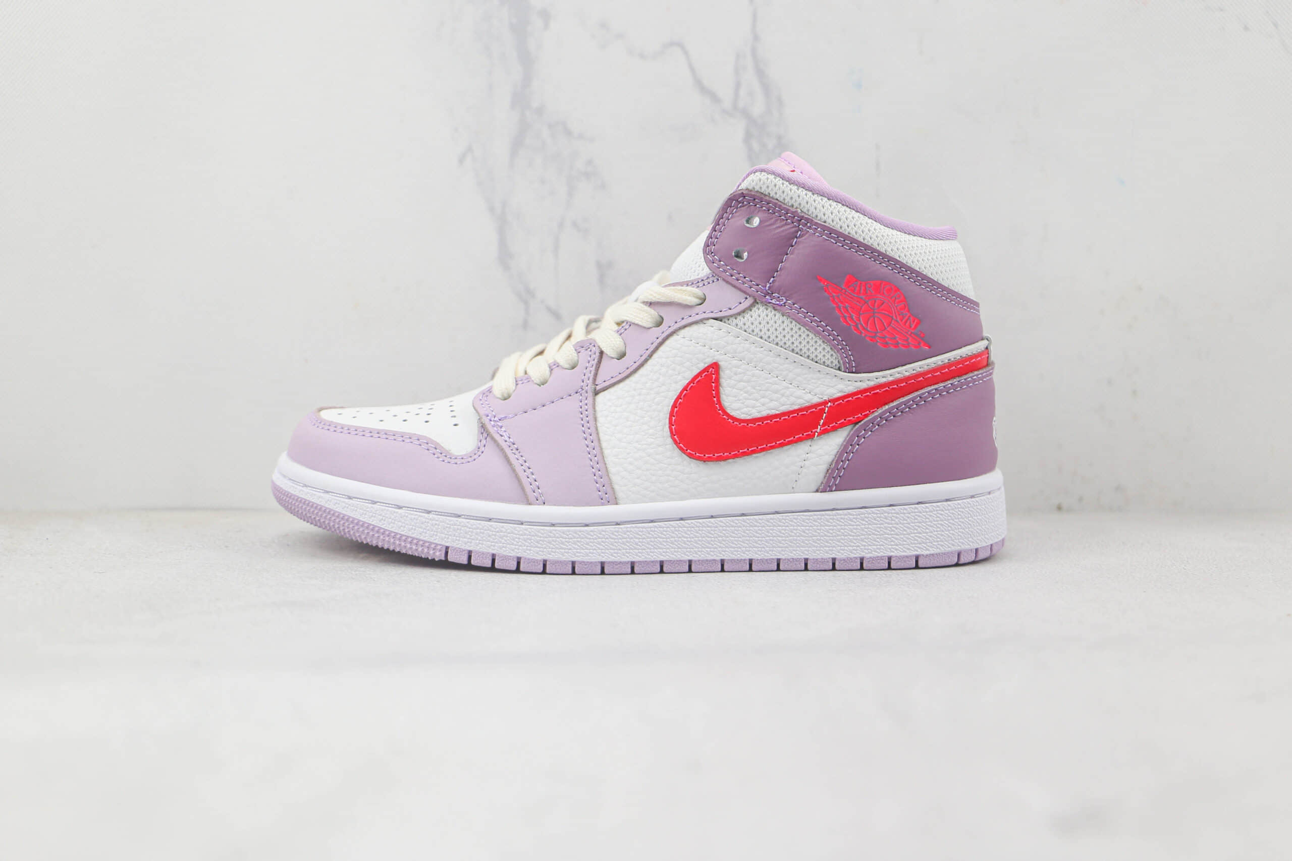 乔丹Air Jordan 1 Mid纯原版本中帮AJ1白紫红勾板鞋原档案数据开发 (ID:83567) - 图片1
