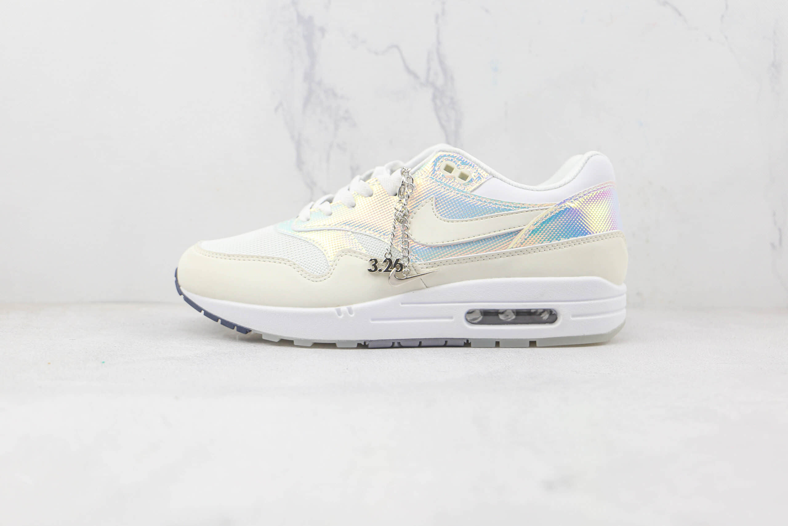 耐克Nike Air Max 1 Obsidian纯原版本荧光亮片白灰彩虹渐变复古气垫鞋原盒原标 (ID:83774) - 图片1