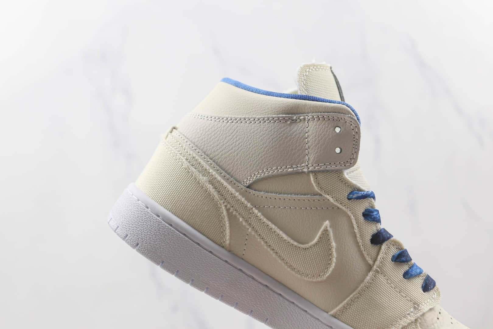 乔丹Air Jordan 1 mid纯原版本米白蓝中帮AJ1板鞋原档案数据开发 货号:DM9126-104