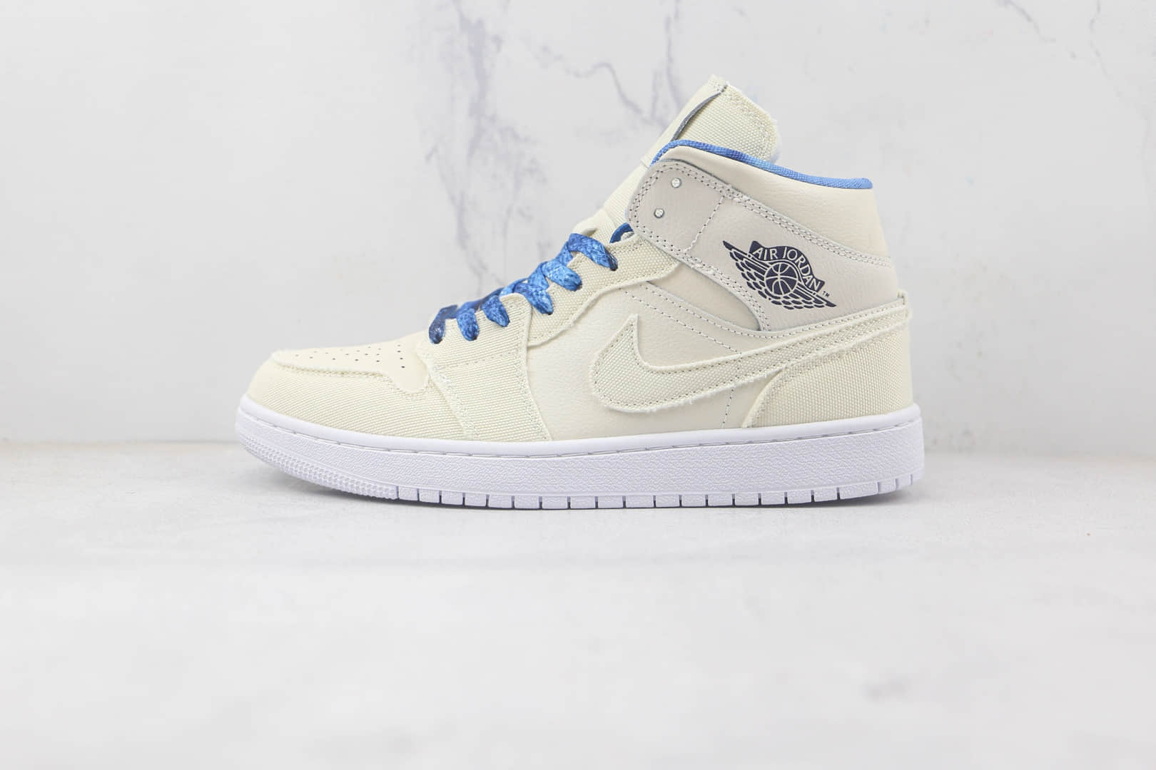 乔丹Air Jordan 1 mid纯原版本米白蓝中帮AJ1板鞋原档案数据开发 货号:DM9126-104