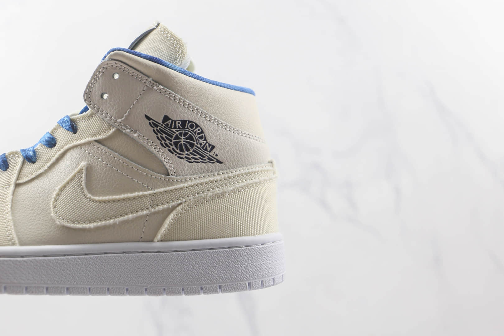 乔丹Air Jordan 1 mid纯原版本米白蓝中帮AJ1板鞋原档案数据开发 货号:DM9126-104