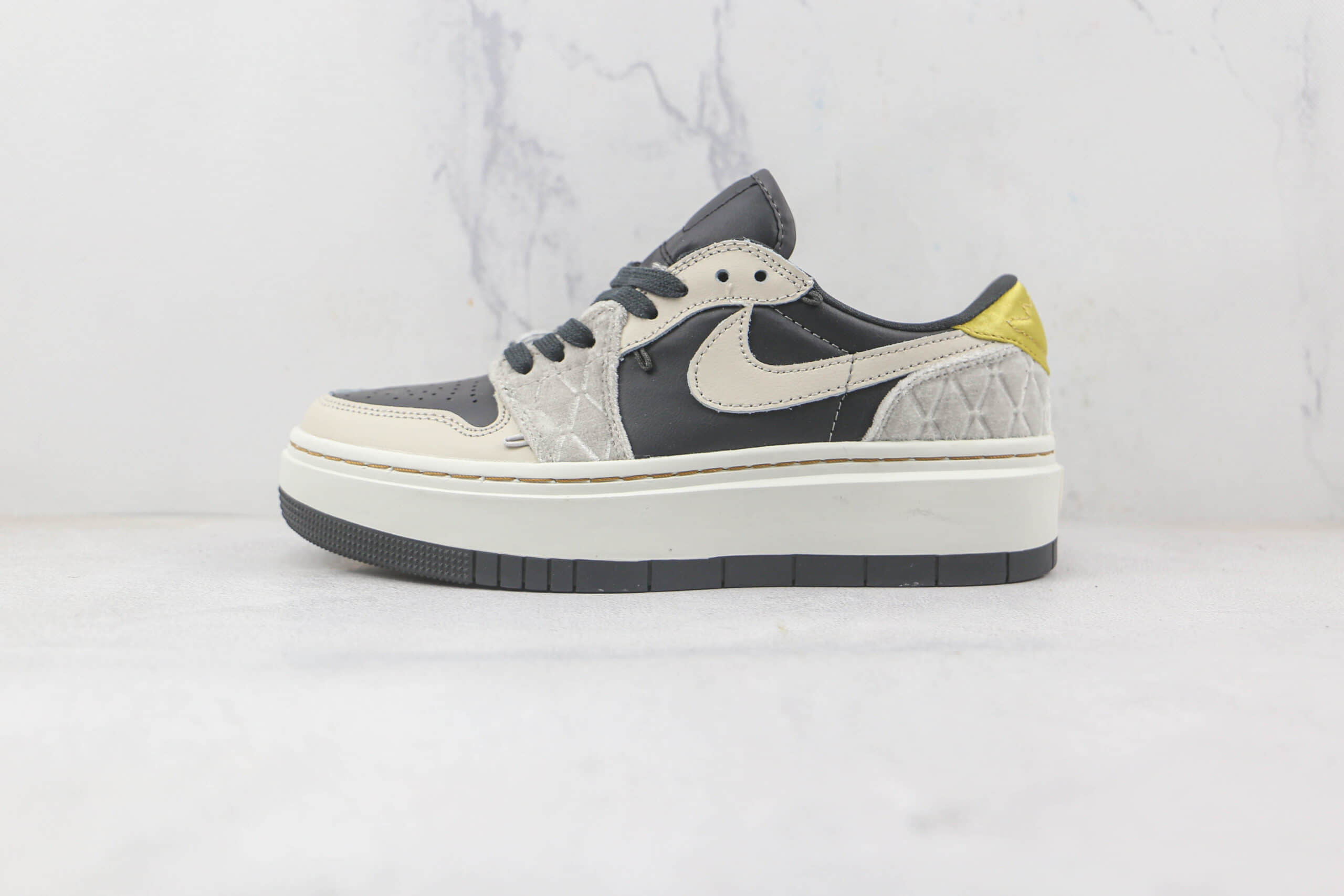 乔丹Air Jordan 1 Elevate Low SE纯原版本低帮AJ1厚底黑灰金色板鞋原档案数据开发 货号:DV1494-001