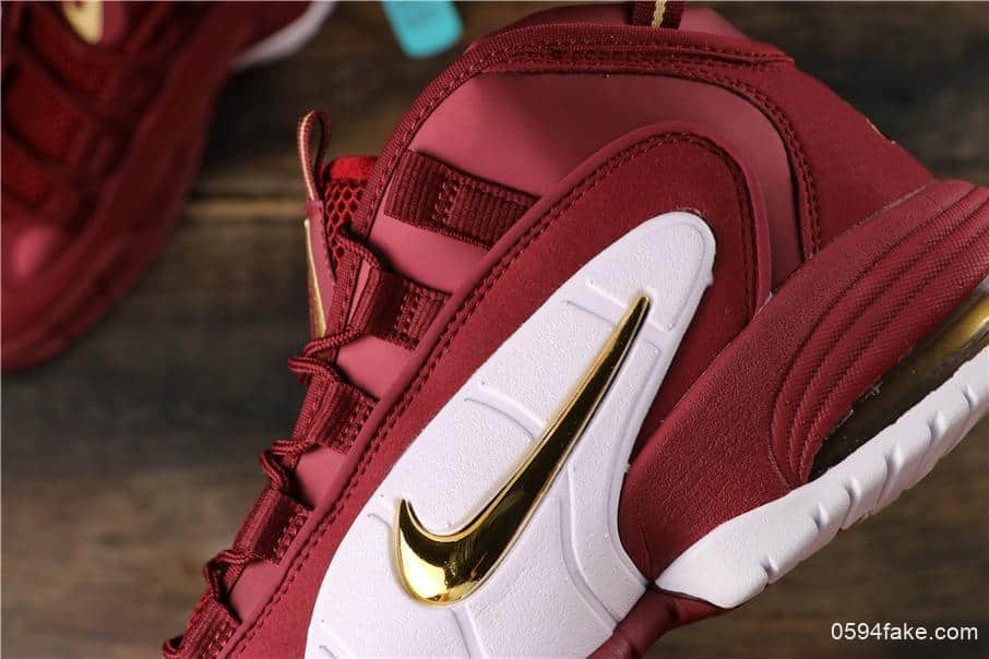耐克Nike Air Max Penny DB哈达威便士一代酒红白金钩公司级带半码 复古文化篮球鞋情怀战靴 货号:685153-601