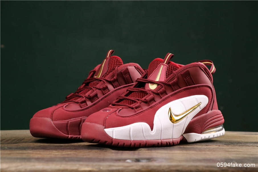 耐克Nike Air Max Penny DB哈达威便士一代酒红白金钩公司级带半码 复古文化篮球鞋情怀战靴 货号:685153-601