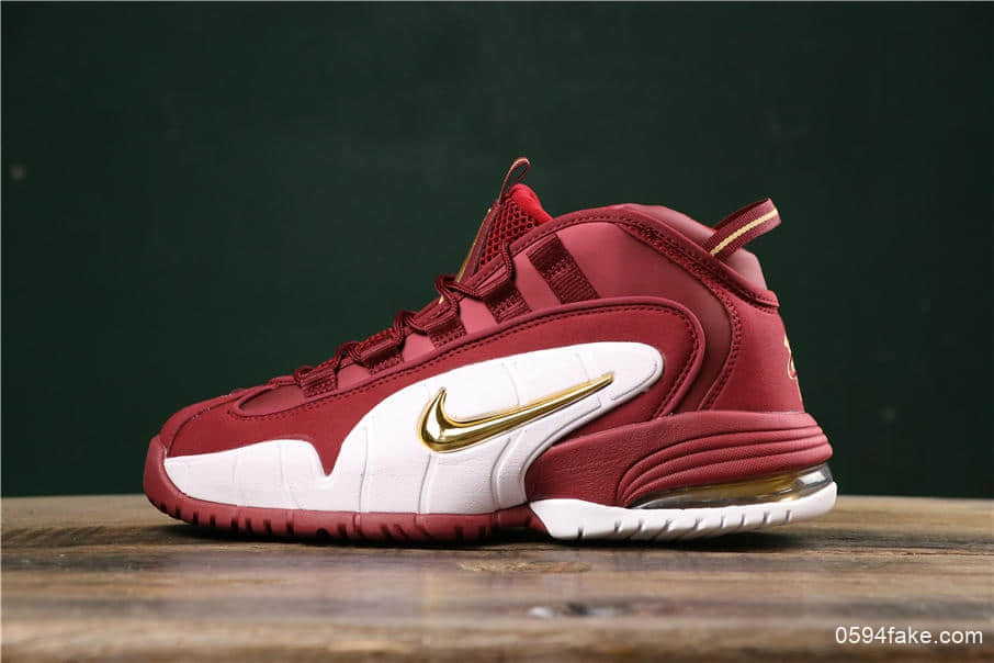 耐克Nike Air Max Penny DB哈达威便士一代酒红白金钩公司级带半码 复古文化篮球鞋情怀战靴 货号:685153-601