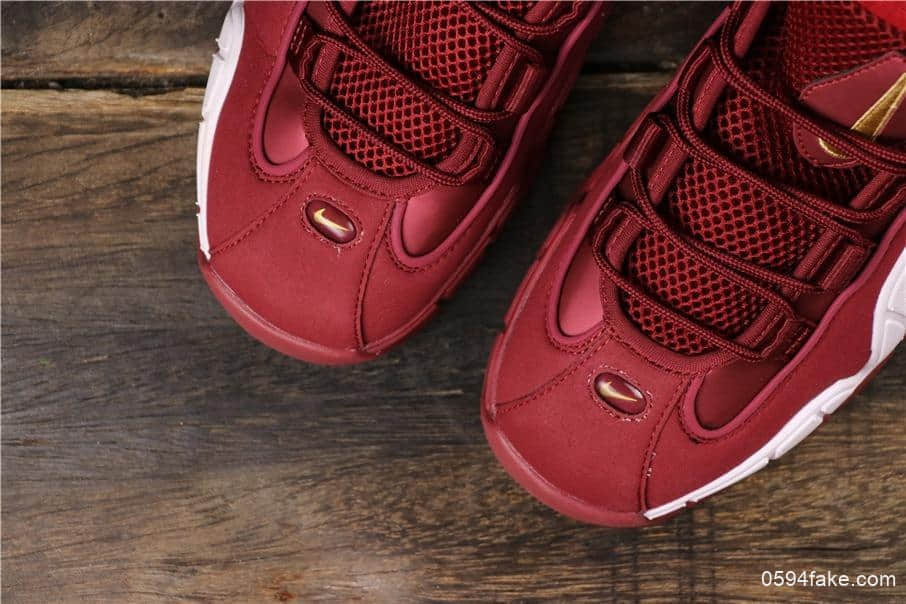 耐克Nike Air Max Penny DB哈达威便士一代酒红白金钩公司级带半码 复古文化篮球鞋情怀战靴 货号:685153-601