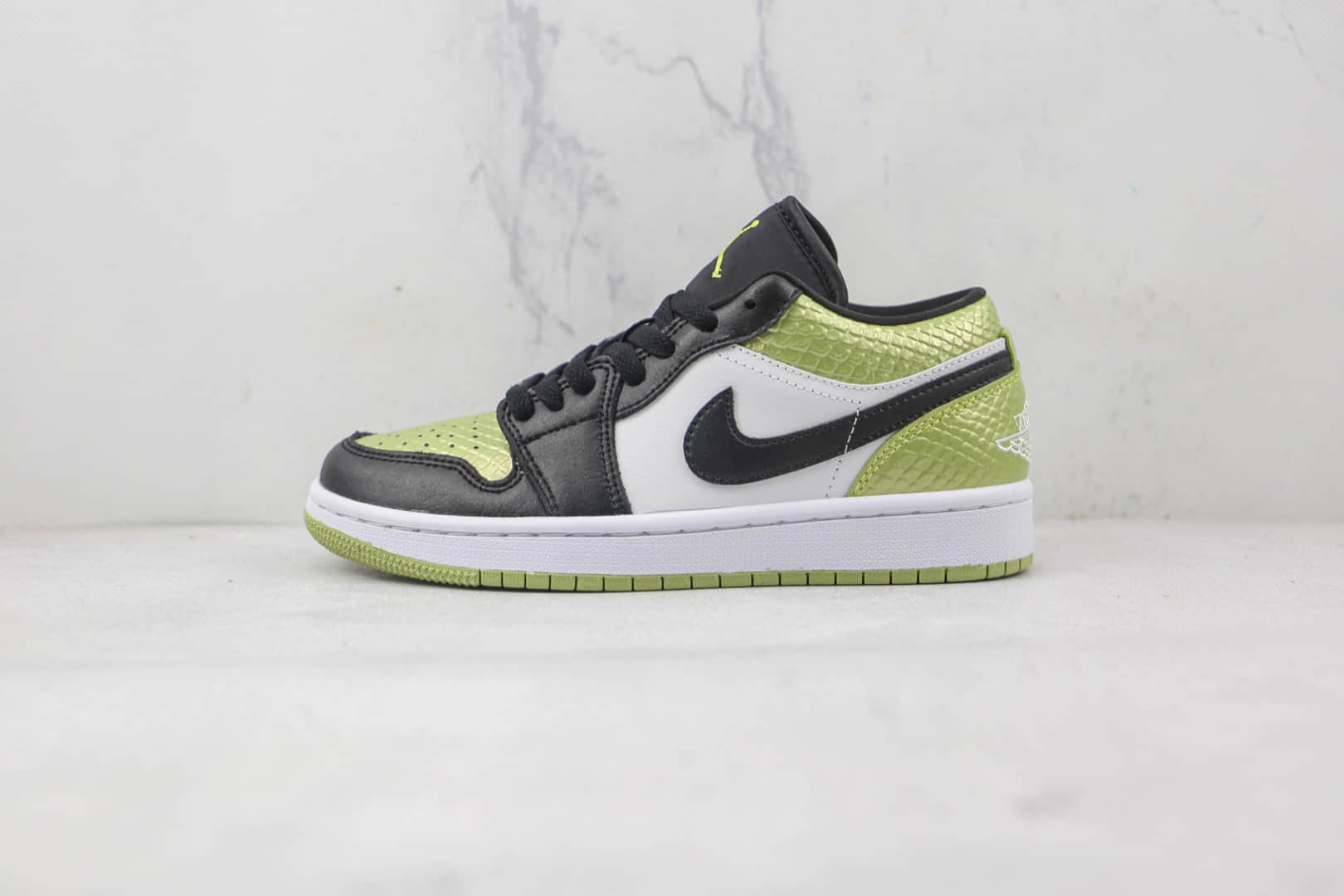 乔丹Air Jordan 1 Low Vivid Green Snakeskin纯原版本蛇纹黑绿脚趾低帮AJ1板鞋原鞋开模 (ID:85601) - 图片1