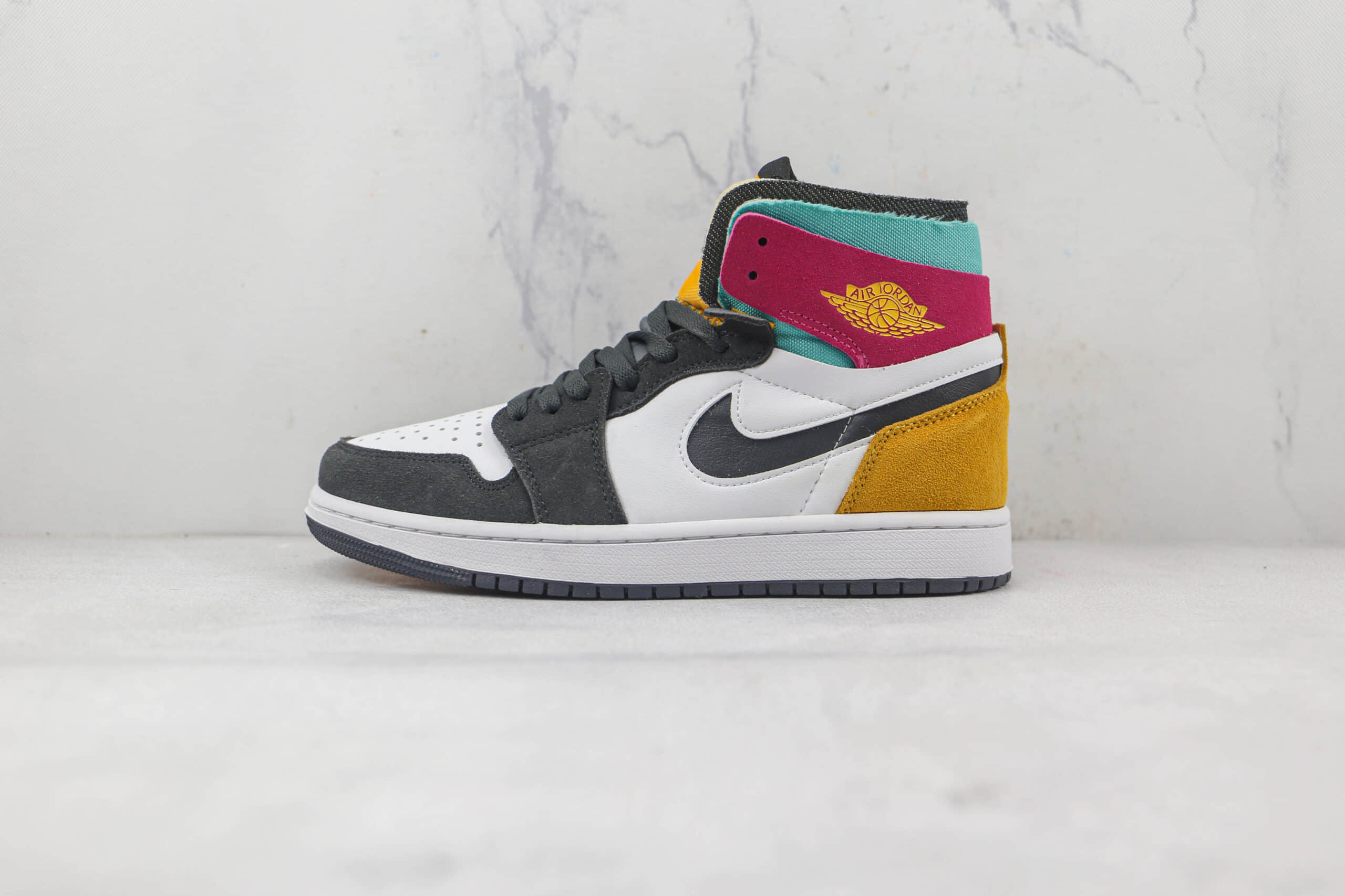 乔丹Air Jordan 1 Zoom CMFT纯原版本高帮AJ1白黄红拼色ZOOM板鞋原鞋开模一比一打造 (ID:85858) - 图片1