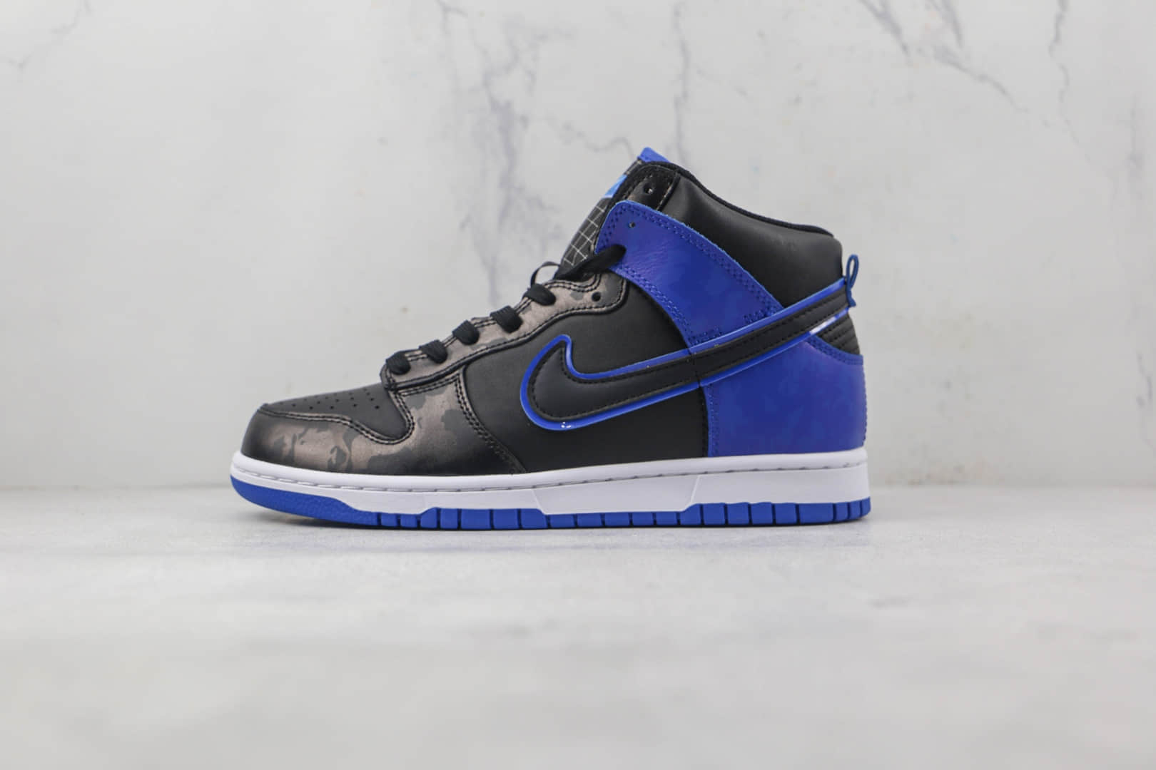 耐克Nike SB Dunk High Blue Camo纯原版本高帮SB DUNK黑蓝迷彩配色板鞋原档案数据开发 货号:DD3359-001