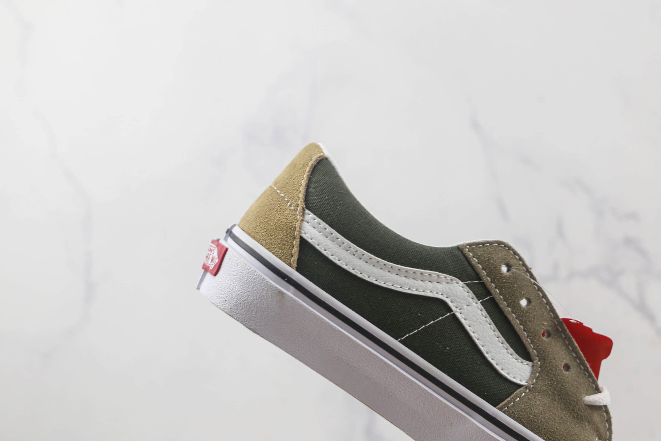 万斯Vans Sk8-Low余文乐同款棕绿拼接硫化帆布鞋原楦头纸板打造原盒原标 货号:VN0A4UUKB7J