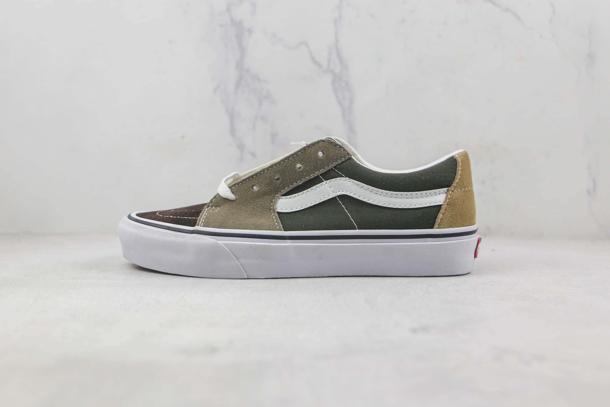 万斯Vans Sk8-Low余文乐同款棕绿拼接硫化帆布鞋原楦头纸板打造原盒原标 货号:VN0A4UUKB7J