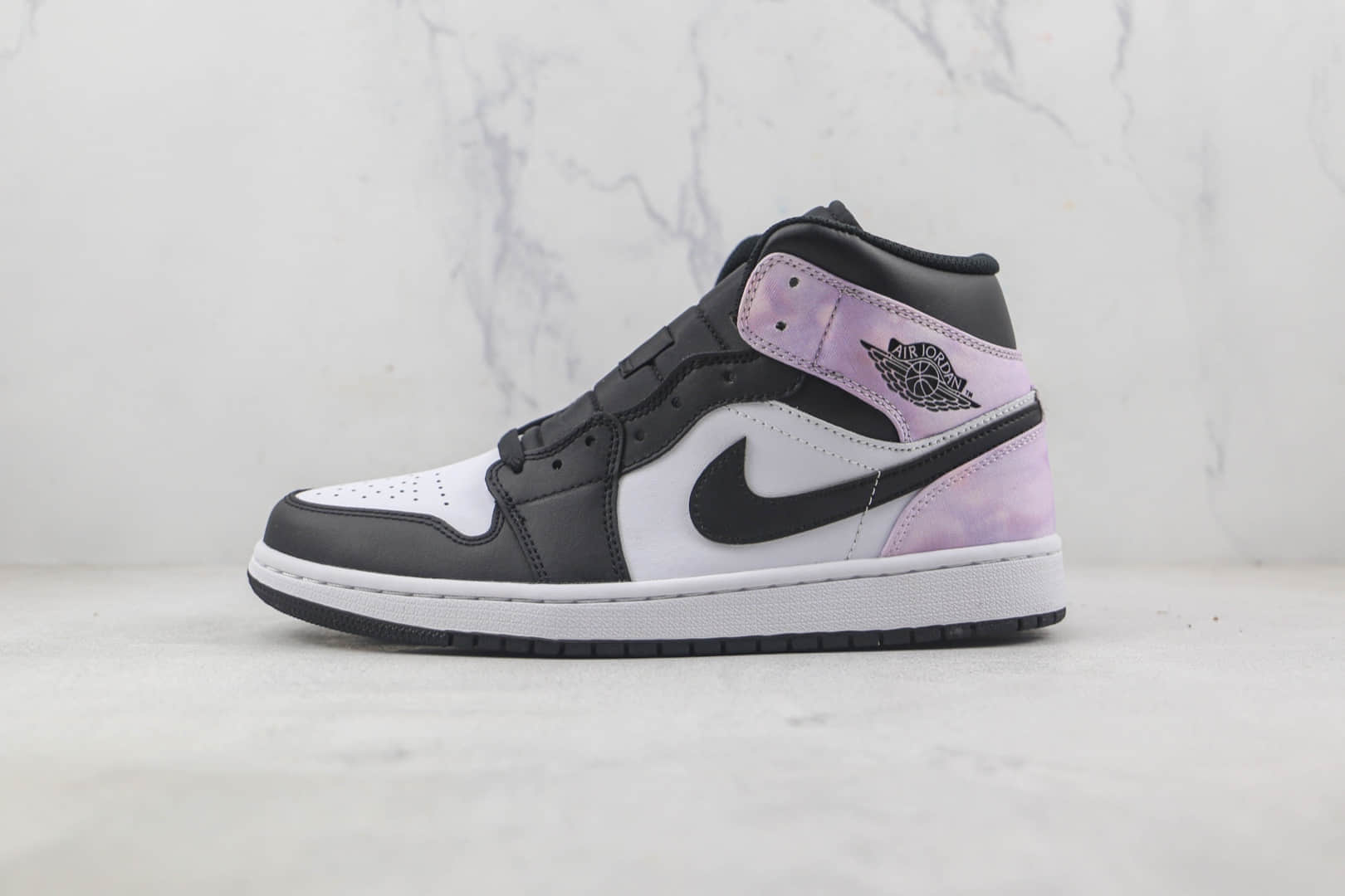乔丹Air Jordan 1 Mid White Tan Navy天花板纯原版本中帮AJ1白黑皮粉扎染配色板鞋原楦头纸板打造 (ID:87683) - 图片1