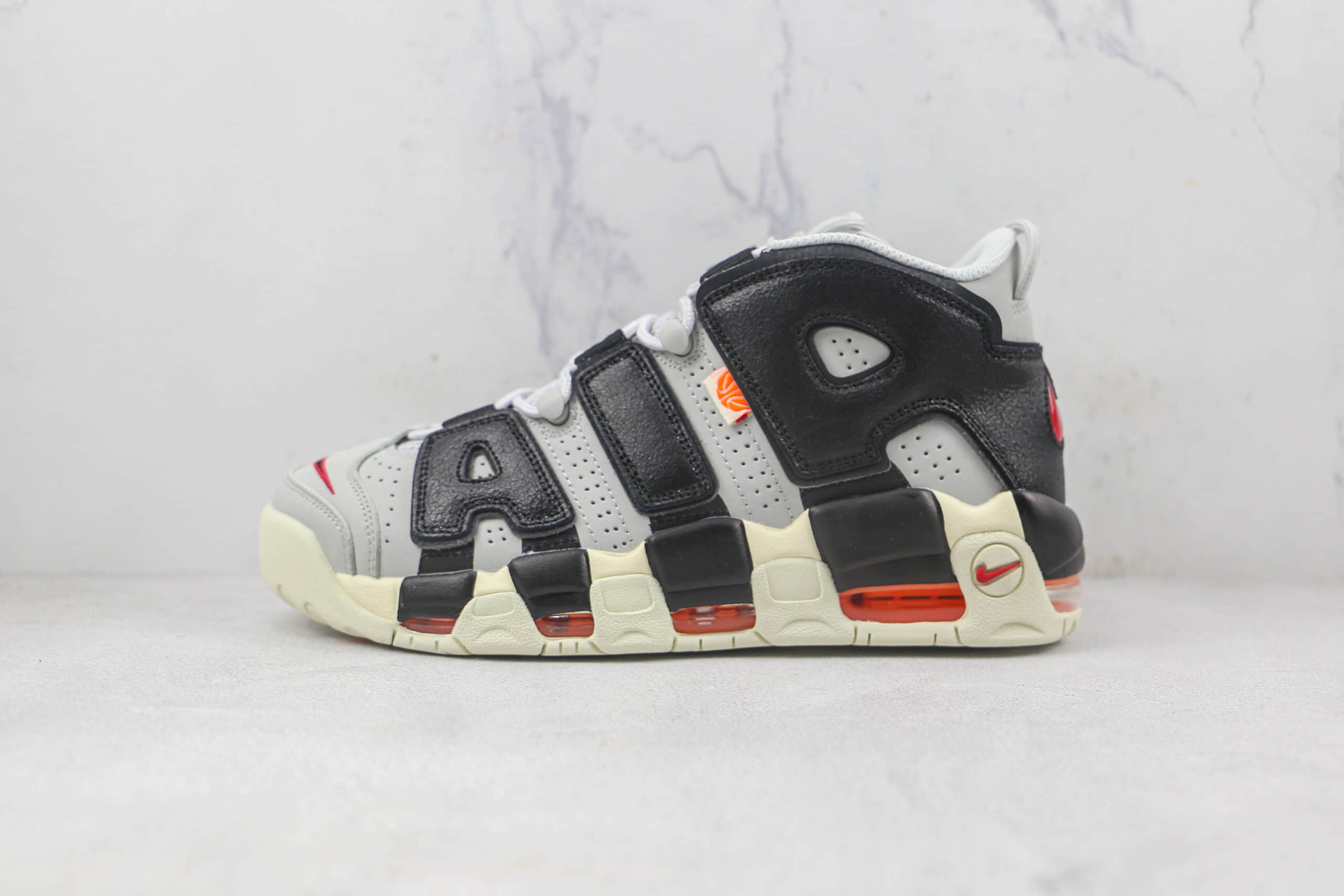 耐克Nike Air More Uptempo莆田纯原复刻版本皮蓬黑灰色篮球鞋原楦头纸板打造 (ID:88590) - 图片1