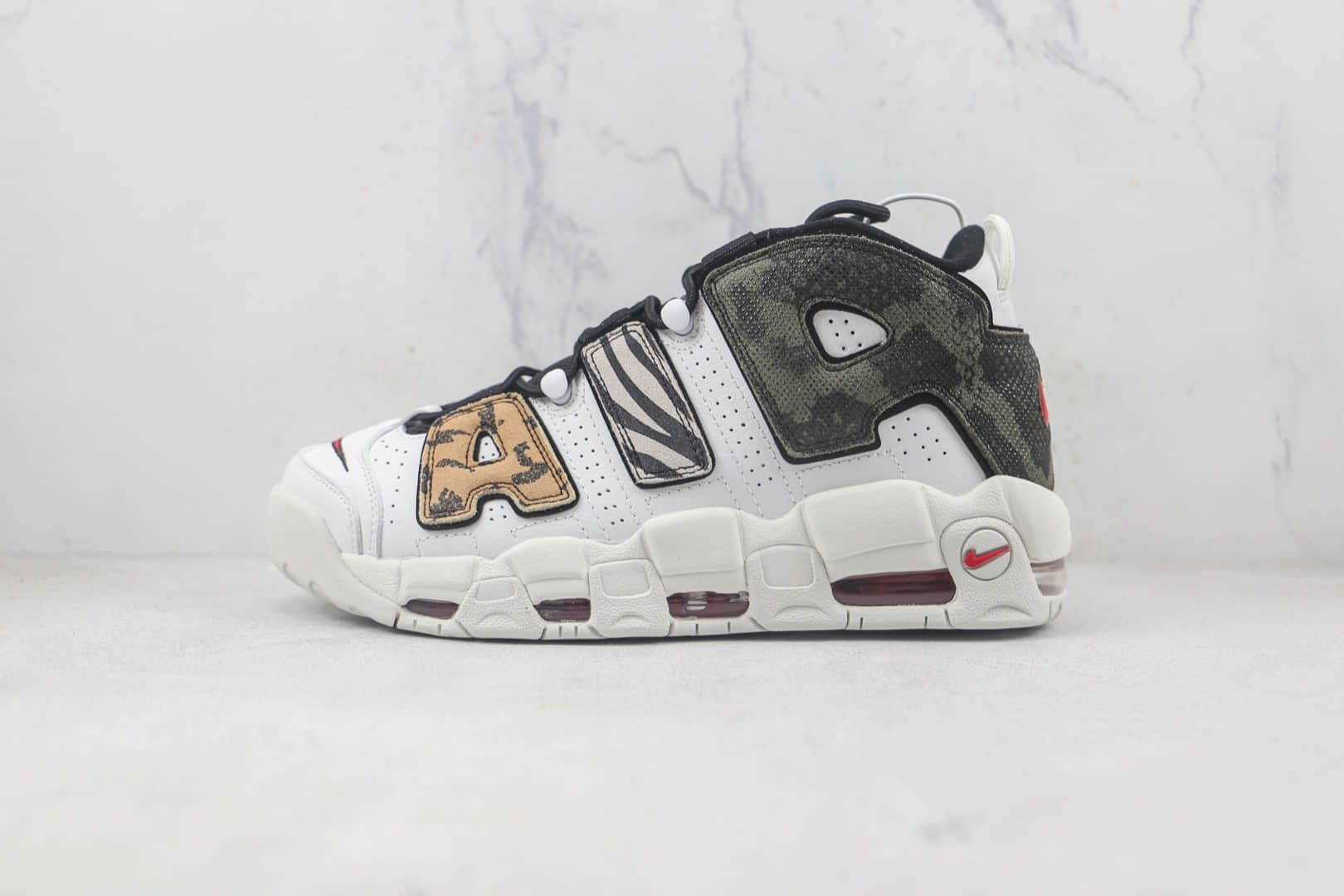 耐克Nike Air More Uptempo莆田纯原复刻版本皮蓬三色拼接篮球鞋原楦头纸板打造 货号:DZ4843-100