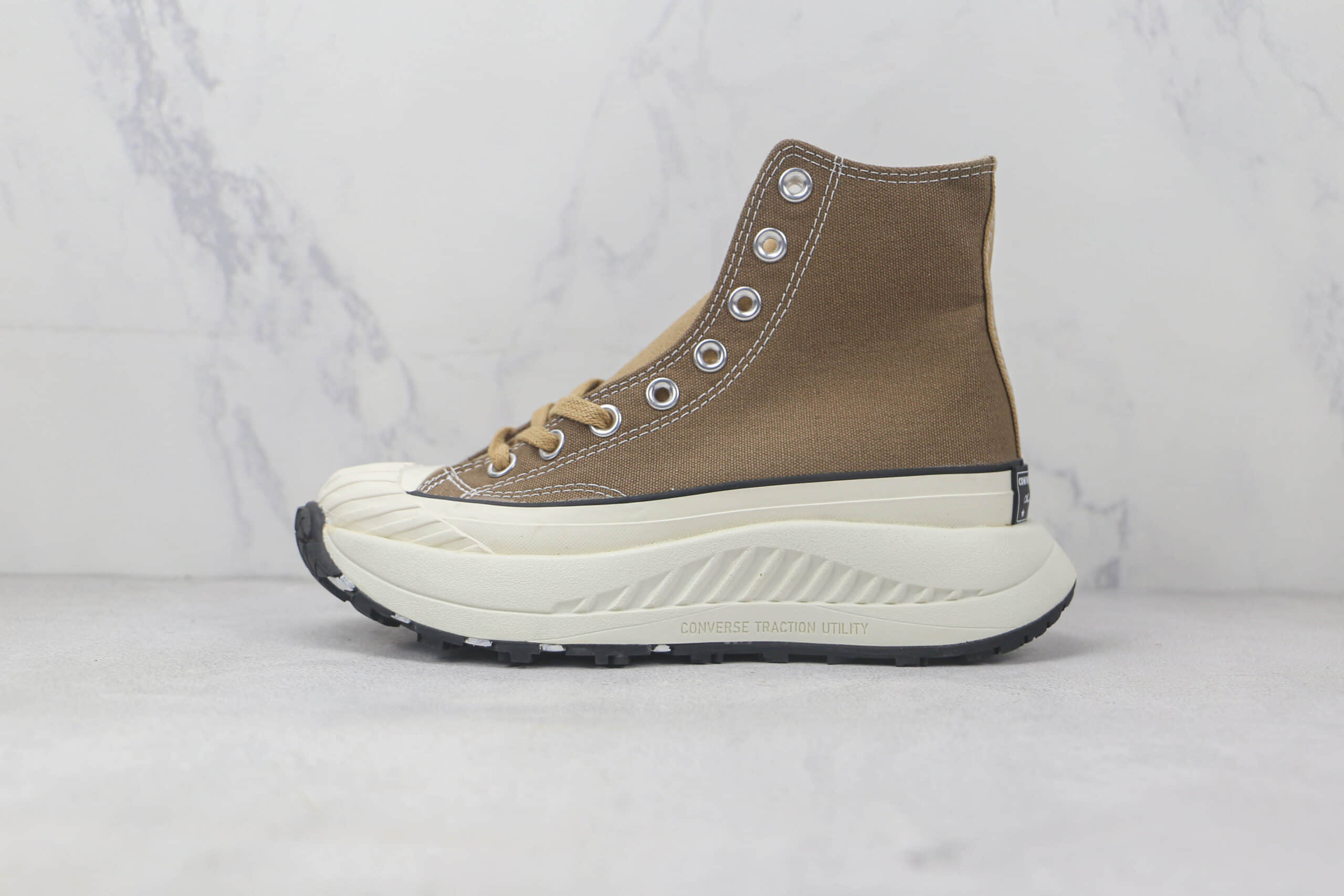 匡威CONVERSE Chuck 70 AT-CX高帮厚底锯齿棕色帆布运动鞋原楦头纸板打造 货号:AO1682C