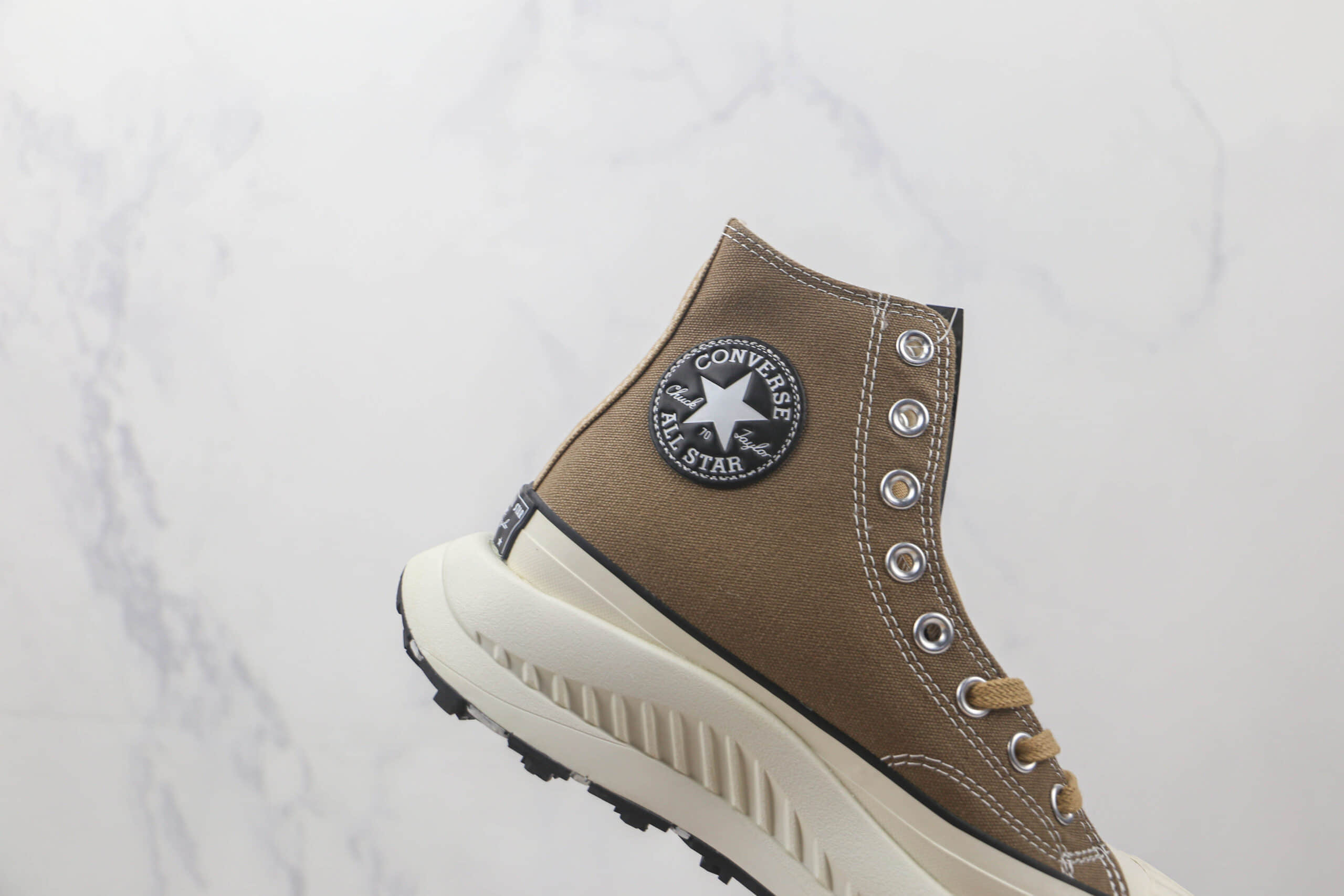 匡威CONVERSE Chuck 70 AT-CX高帮厚底锯齿棕色帆布运动鞋原楦头纸板打造 货号:AO1682C