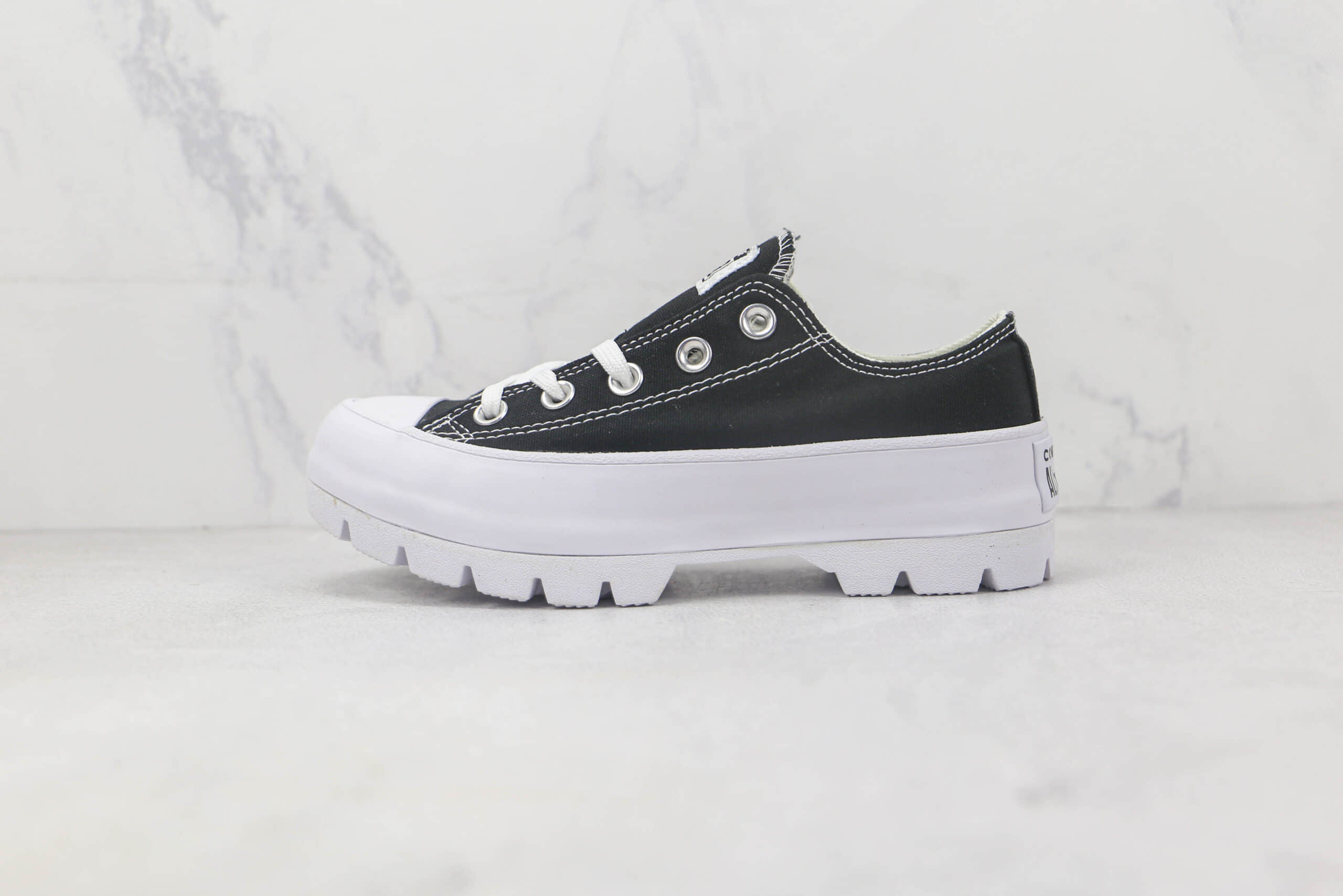 匡威Converse Chuck Taylor All Star Lugged move莆田纯原复刻版本低帮厚底黑白色锯齿增高帆布鞋原盒原标 (ID:89471) - 图片1