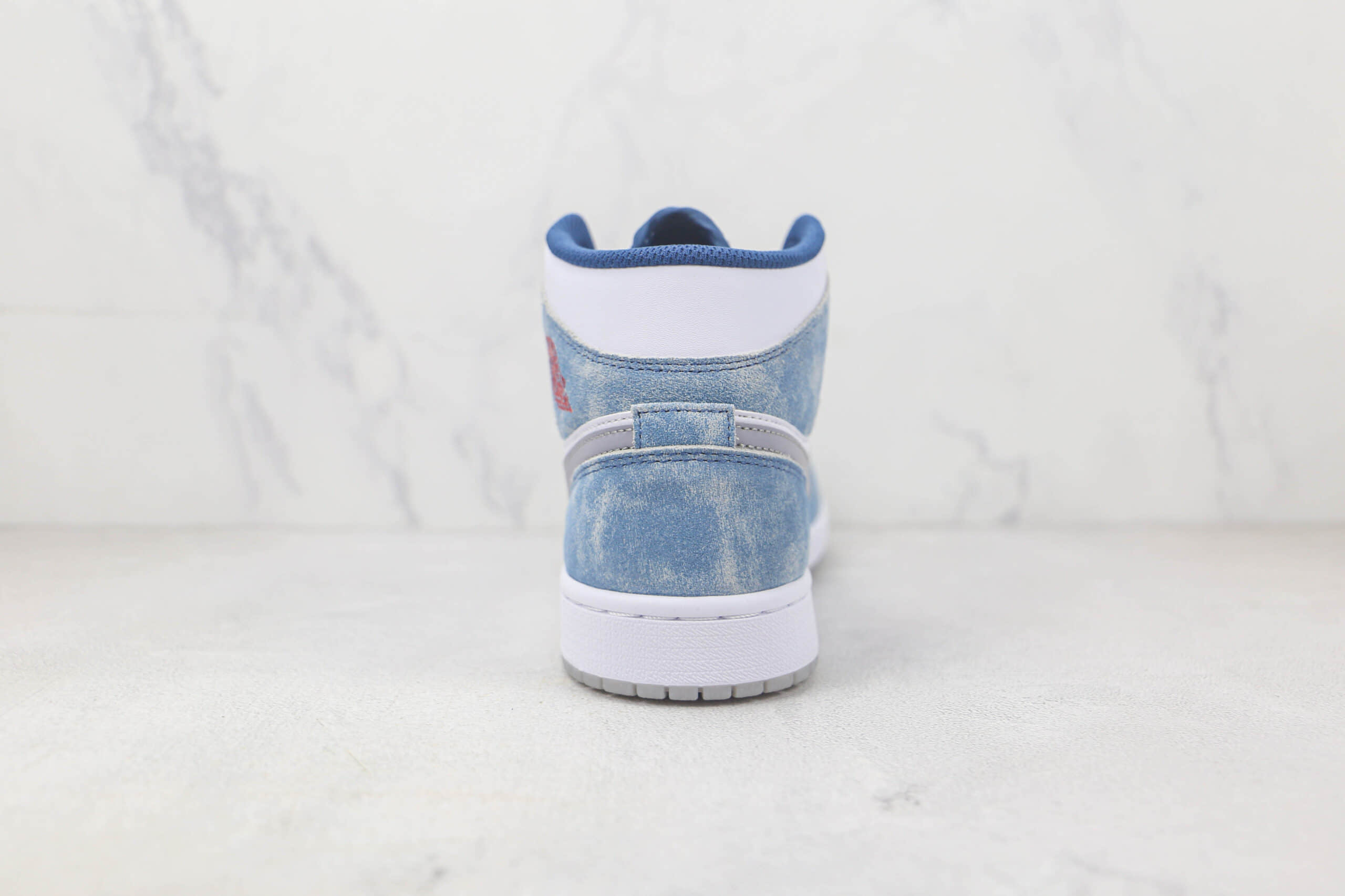 乔丹Air Jordan 1 Mid莆田天花板纯原复刻版本中帮AJ1水洗白蓝色板鞋原档案数据开发 货号:DN3706-401