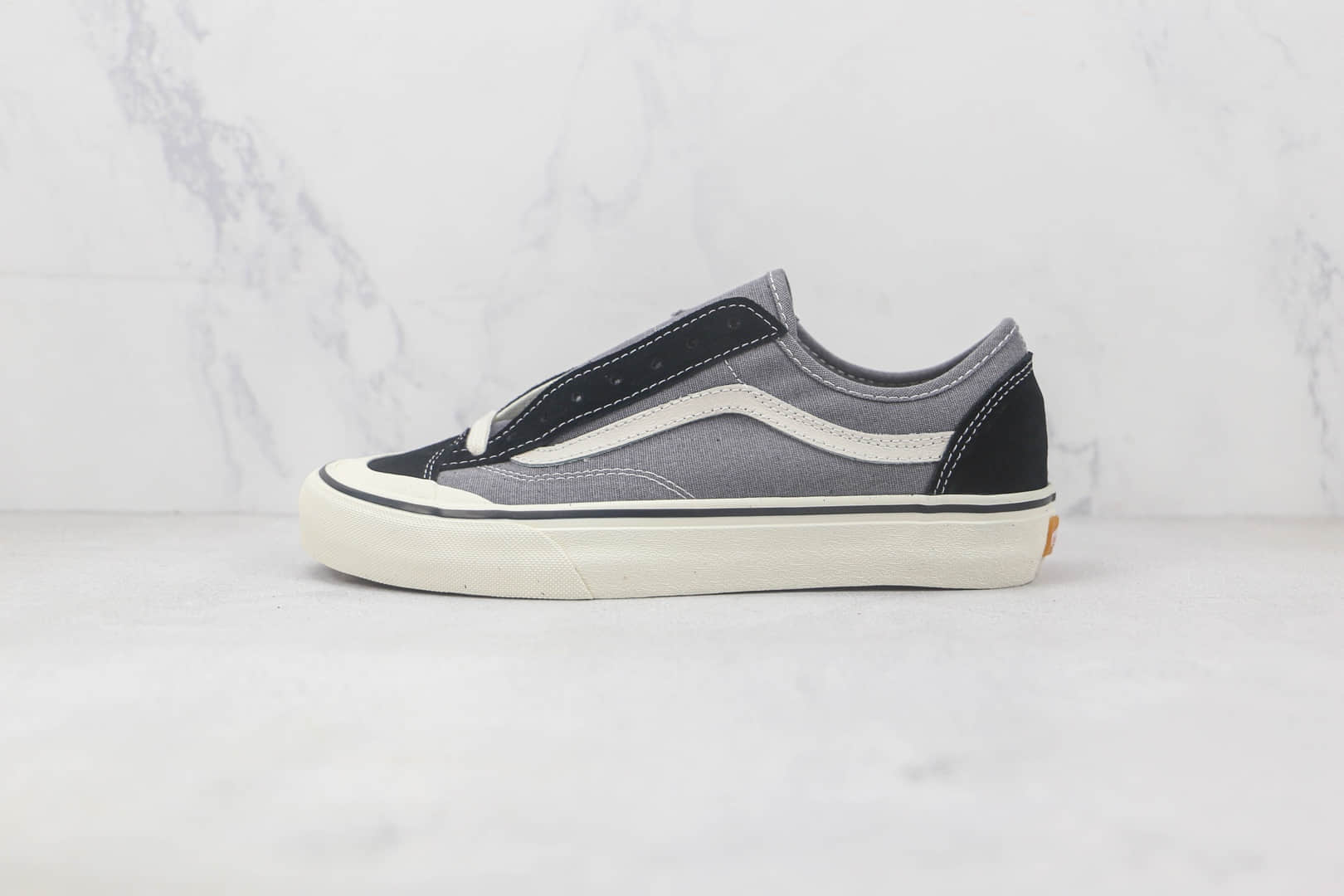 万斯Vans Style 136 Decon vr3莆田纯原复刻版本低帮Vans环保系列黑灰撞色硫化帆布鞋原楦头纸板打造 (ID:89552) - 图片1