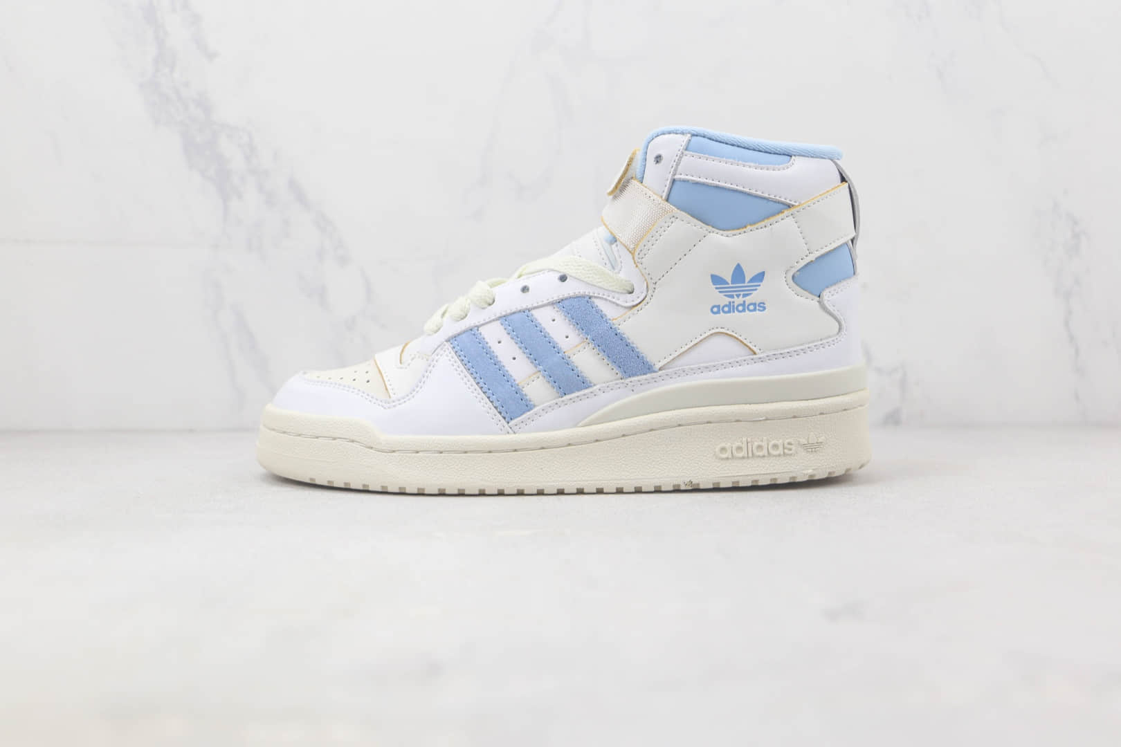 阿迪达斯Adidas Originals Forum纯原版本高帮白蓝色复古板鞋 阿迪达斯Forum校园板鞋 (ID:91150) - 图片1