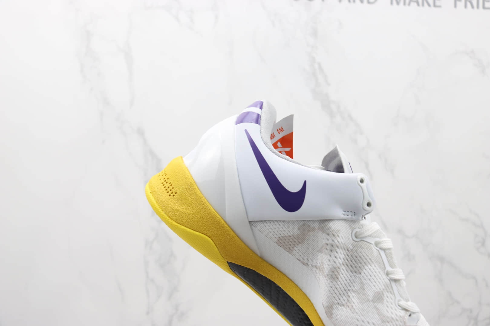耐克NIKE Kobe 8 Low科比8代白黄紫色实战篮球鞋 莆田天花板科比球鞋 货号:555035-101