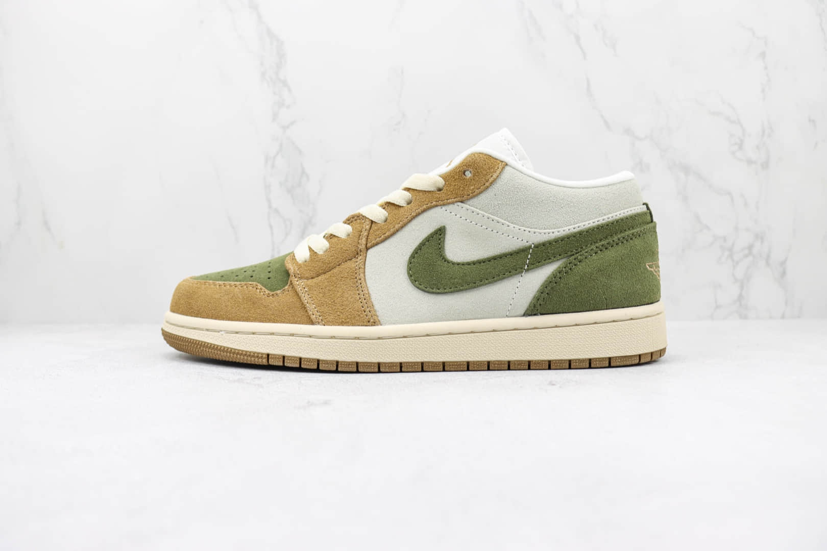 乔丹Air Jordan 1 Low纯原版本低帮AJ1白棕绿勾配色板鞋 莆田天花板AJ1系列 货号:DV0426-001