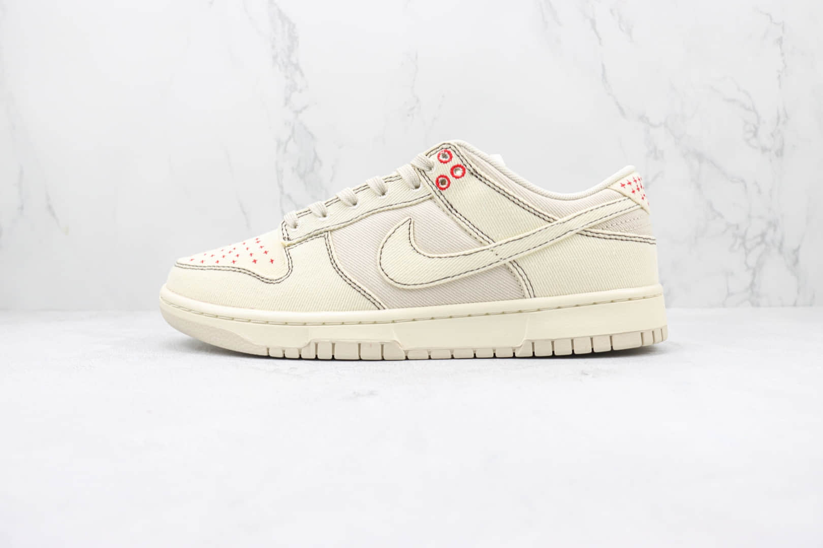 耐克NIKE SB Dunk Low纯原版本低帮SB DUNK单宁布白红色板鞋 莆田天花板DUNK系列 (ID:93753) - 图片1