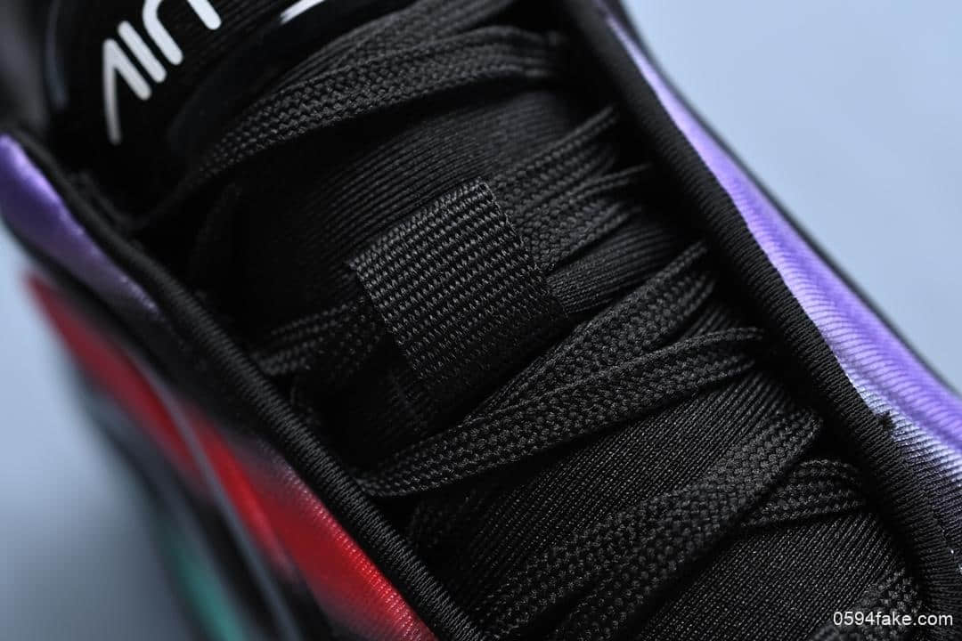 耐克Nike Air Max 720 Black Neon Streaks公司级版本太空大气垫前卫运动慢跑鞋黑极光彩虹条天眼气垫 货号:AO2924-023