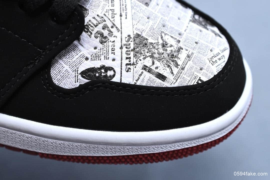 乔丹Air Jordan 1 Mid纯原版本乔老爷涂鸦鞋面AJ1中帮红色钩子小黑红熊猫脚实战篮球鞋 货号:852542-061