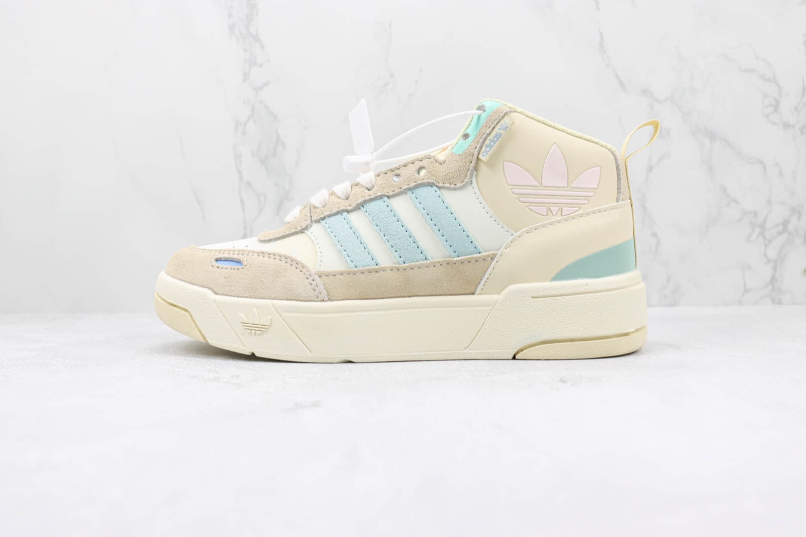阿迪达斯Adidas Originals Post UP纯原版本三叶草中帮薄荷蓝翻毛皮板鞋 莆田阿迪达斯板鞋货源 货号:GV9330