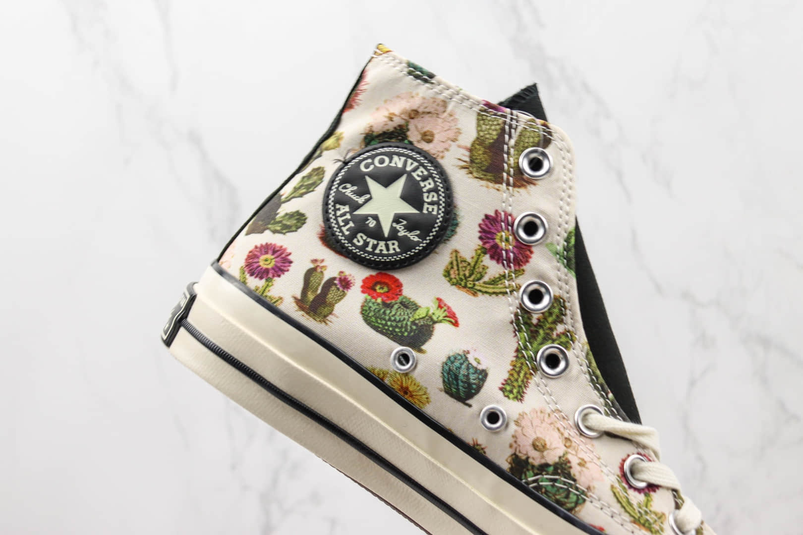 匡威Converse 1970s公司级版本高帮仙人掌印花元素蓝底硫化板鞋 天花板匡威帆布鞋 货号:A00653C