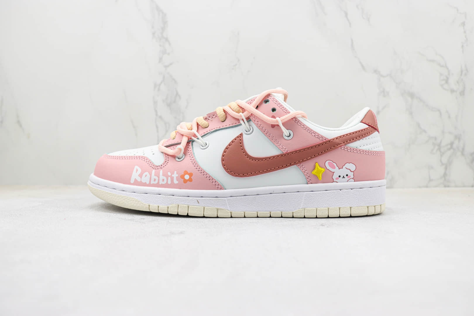 耐克Nike SB Dunk Low纯原版本低帮Dunk白粉兔子解构抽绳板鞋 莆田天花板Dunk系列 (ID:95733) - 图片1