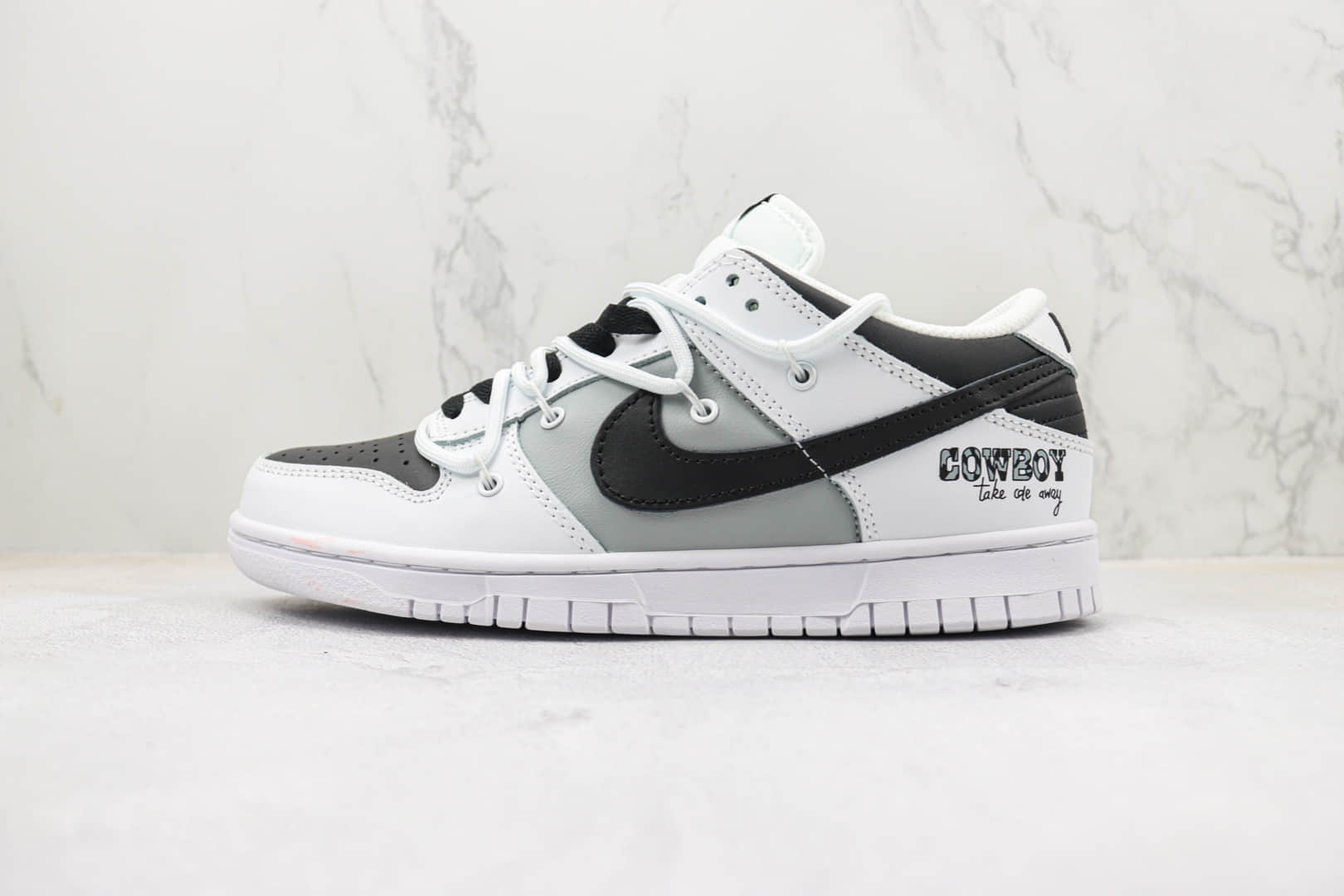 耐克Nike SB Dunk Low纯原版本低帮SB Dunk绑带黑白灰色解构板鞋 莆田天花板Dunk系列 (ID:95934) - 图片1
