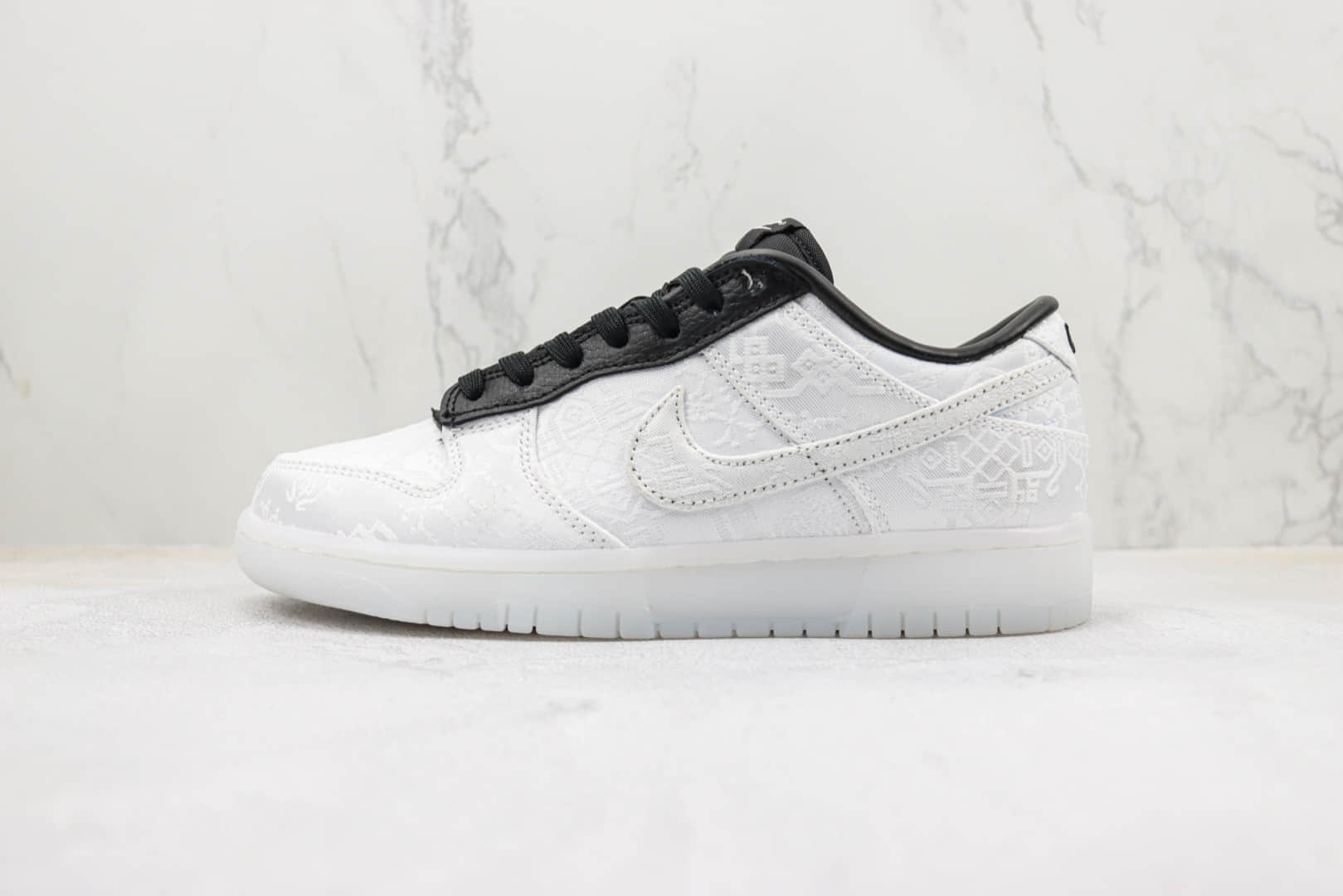 耐克Fragment Design x CLOT x Nike Dunk Low纯原版本陈冠希藤原浩闪电联名低帮Dunk白丝绸 莆田天花板Dunk板鞋 货号:FN0315-110