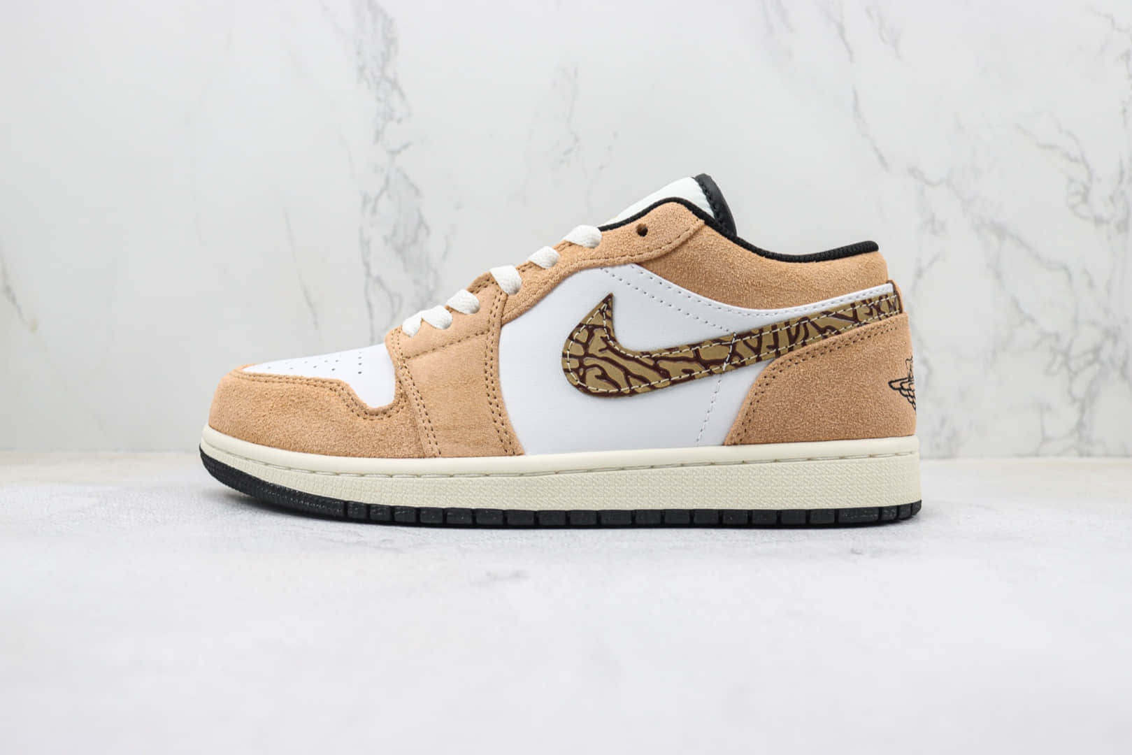乔丹Air Jordan 1 Low纯原版本低帮AJ1白棕爆裂纹勾板鞋 莆田天花板AJ1系列 (ID:96056) - 图片1