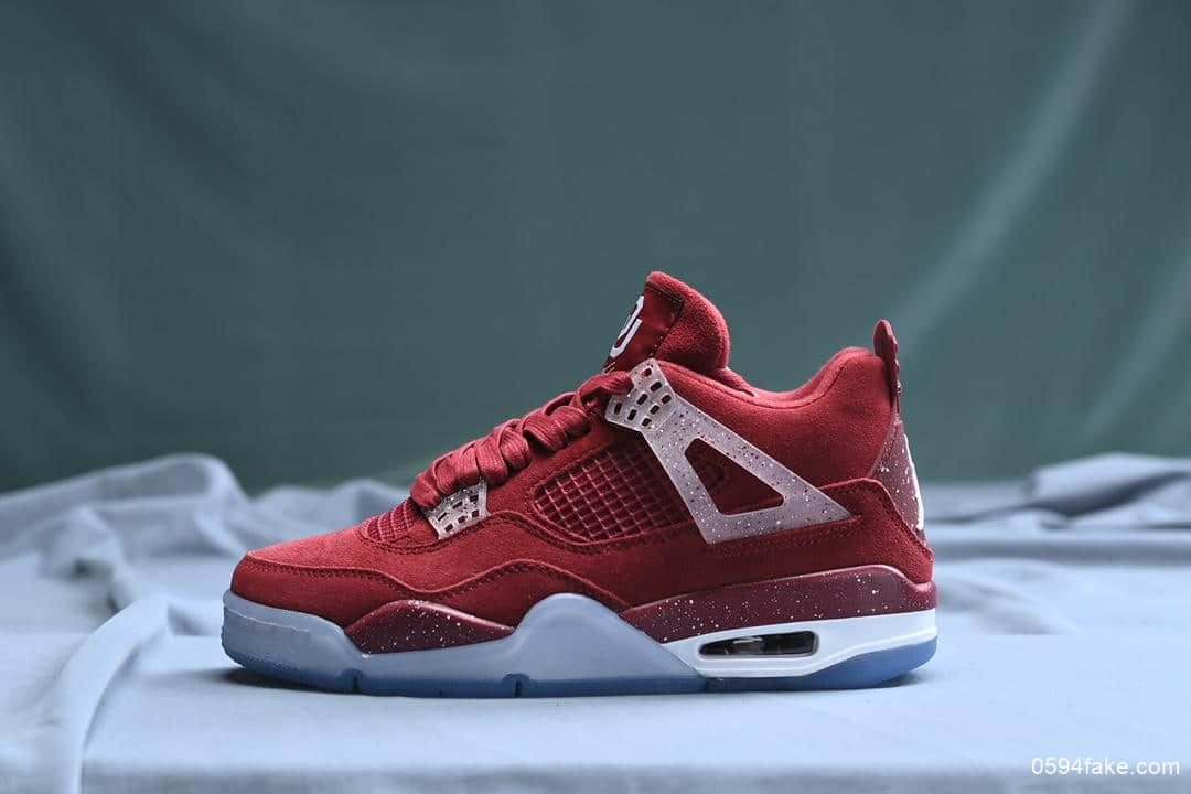 耐克Air Jordan 4 Retro Oklahoma Sooners PE乔丹4代纯原版本原楦原档案开发还原ZP所有细节进口高丝麂皮鞋面支持实战篮球鞋 (ID:9699) - 图片1