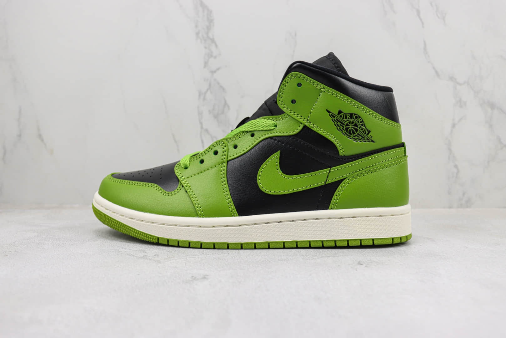 乔丹Air Jordan 1 Mid纯原版本中帮AJ1黑绿色篮球鞋 莆田天花板AJ1系列 货号:BQ6472-031