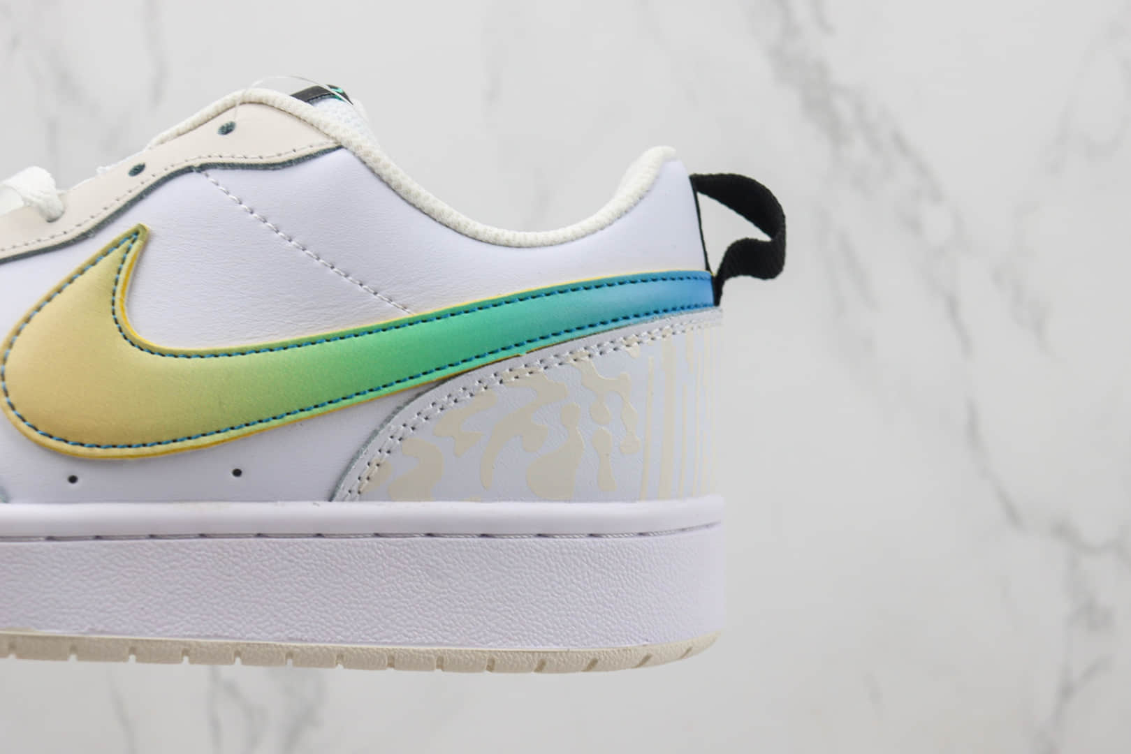 耐克Nike Court Borough Low 2纯原版本白色黄蓝渐变勾板鞋 莆田复刻耐克 货号:FJ7692-191