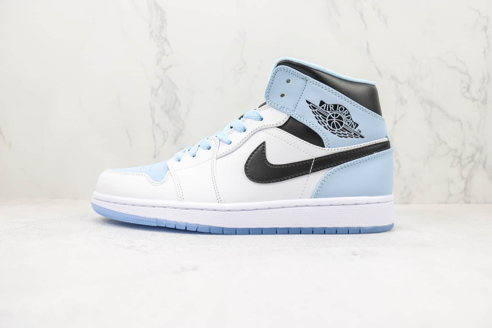 乔丹Air Jordan 1 Mid纯原版本中帮AJ1蓝白色篮球鞋 莆田天花板AJ1 (ID:98562) - 图片1