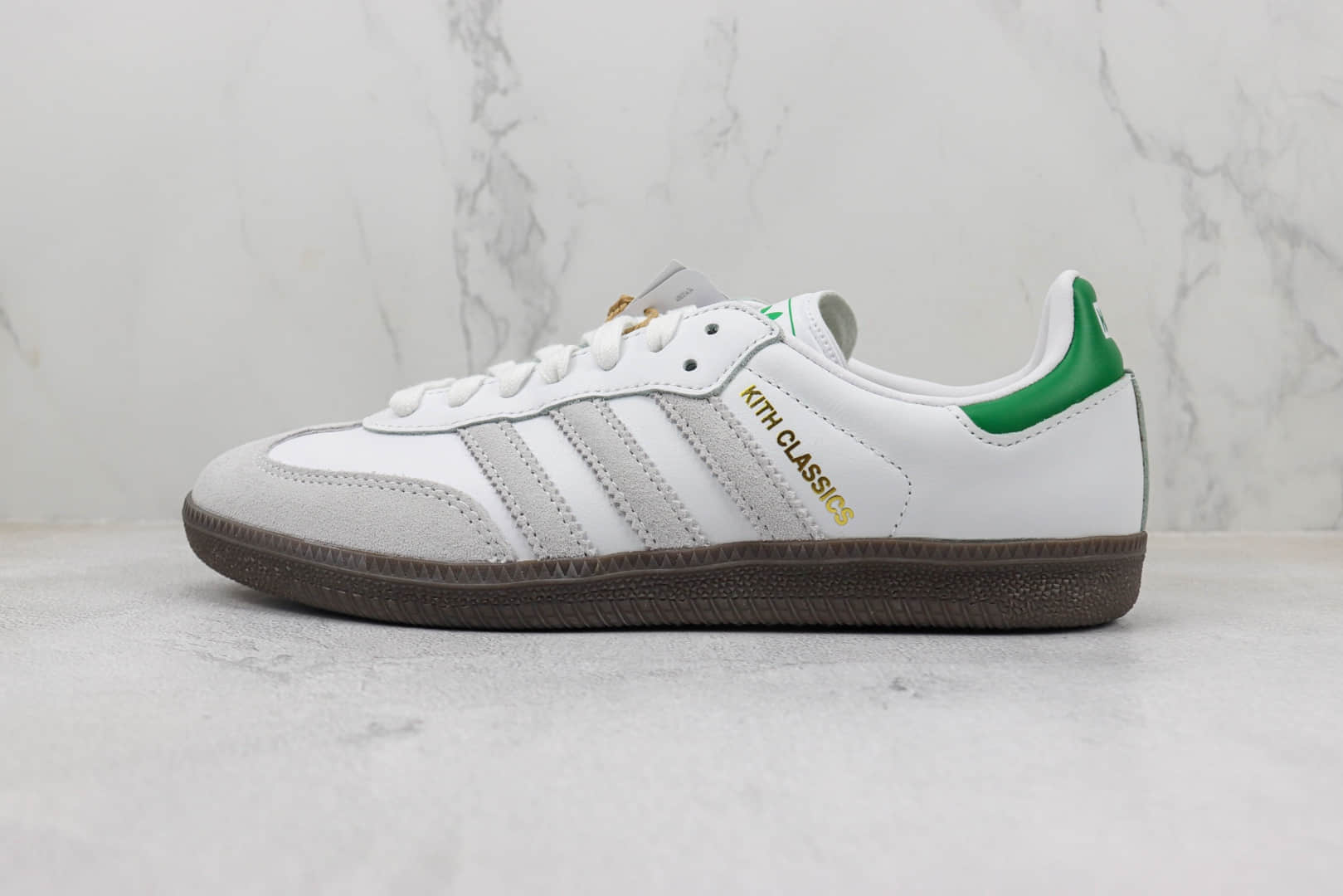 阿迪达斯Kith x adidas Original Samba OG纯原版本三叶草Kith联名款白绿色桑巴板鞋 莆田阿迪达斯货源 (ID:99031) - 图片1
