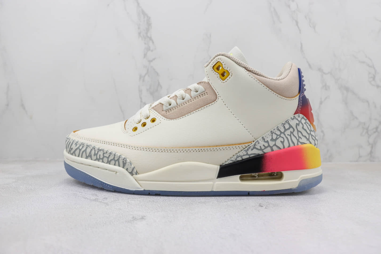乔丹J Balvin x Air Jorden 3纯原版本AJ3彩虹渐变爆裂纹篮球鞋 莆田复刻鞋货源 (ID:99136) - 图片1