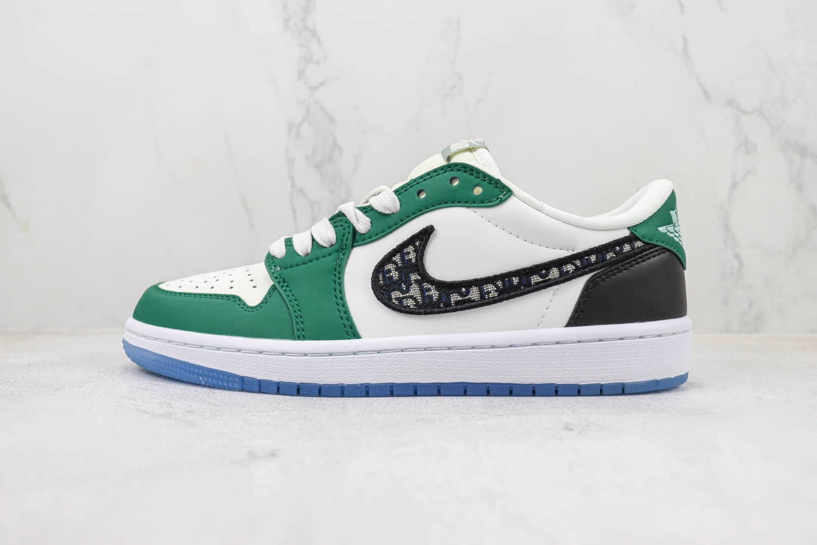 乔丹Dior x Air Jordan 1 Low纯原版本迪奥联名低帮AJ1黑白绿板鞋 莆田天花板AJ1 货号:CN8608-008