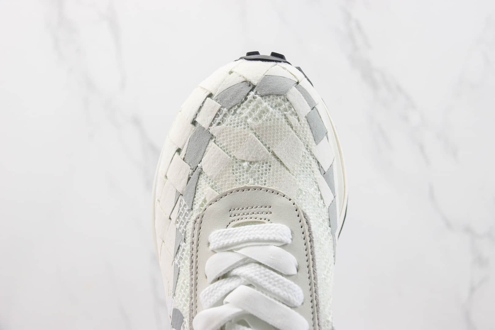 耐克Sacai x Nike Waffe Woven“White”纯原版本Sacai联名白灰棋盘格编织解构华夫鞋 莆田耐克货源 货号:DR5209-100